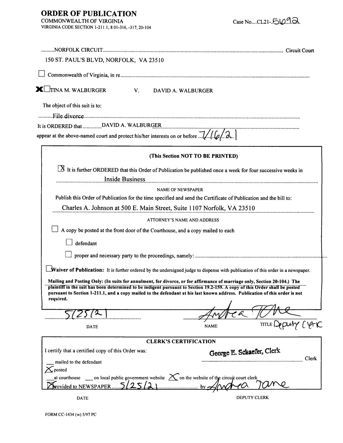 cl21-5692 order of publication
