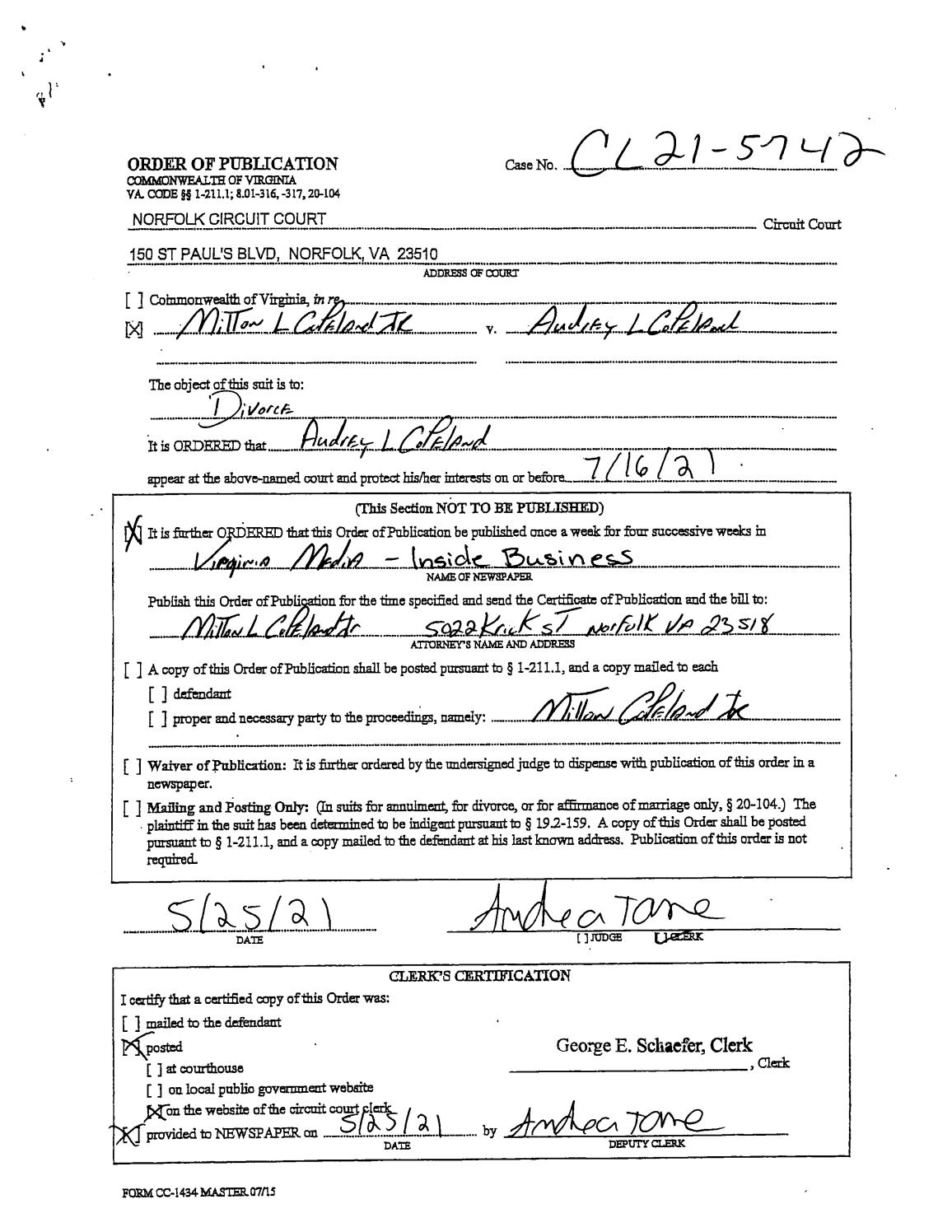 Cl21-5742 Order of Publication