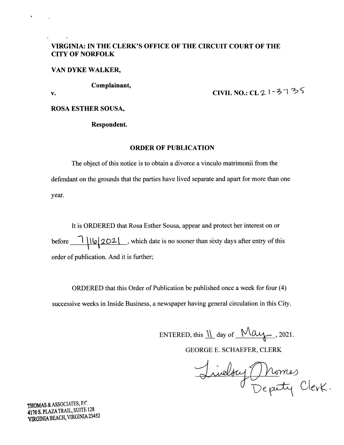 CL21-3735 Order of Publication