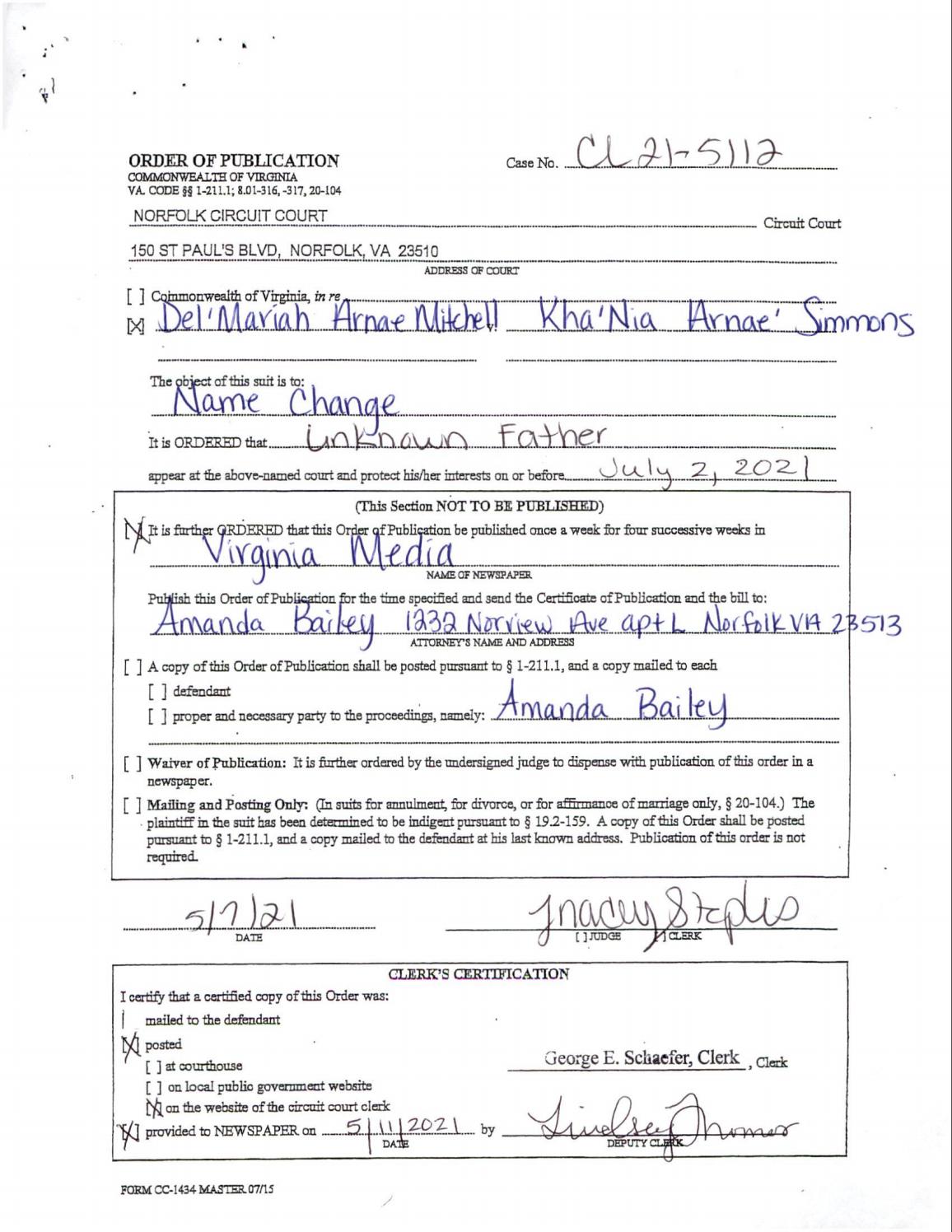 CL21-5112 Order of Publication