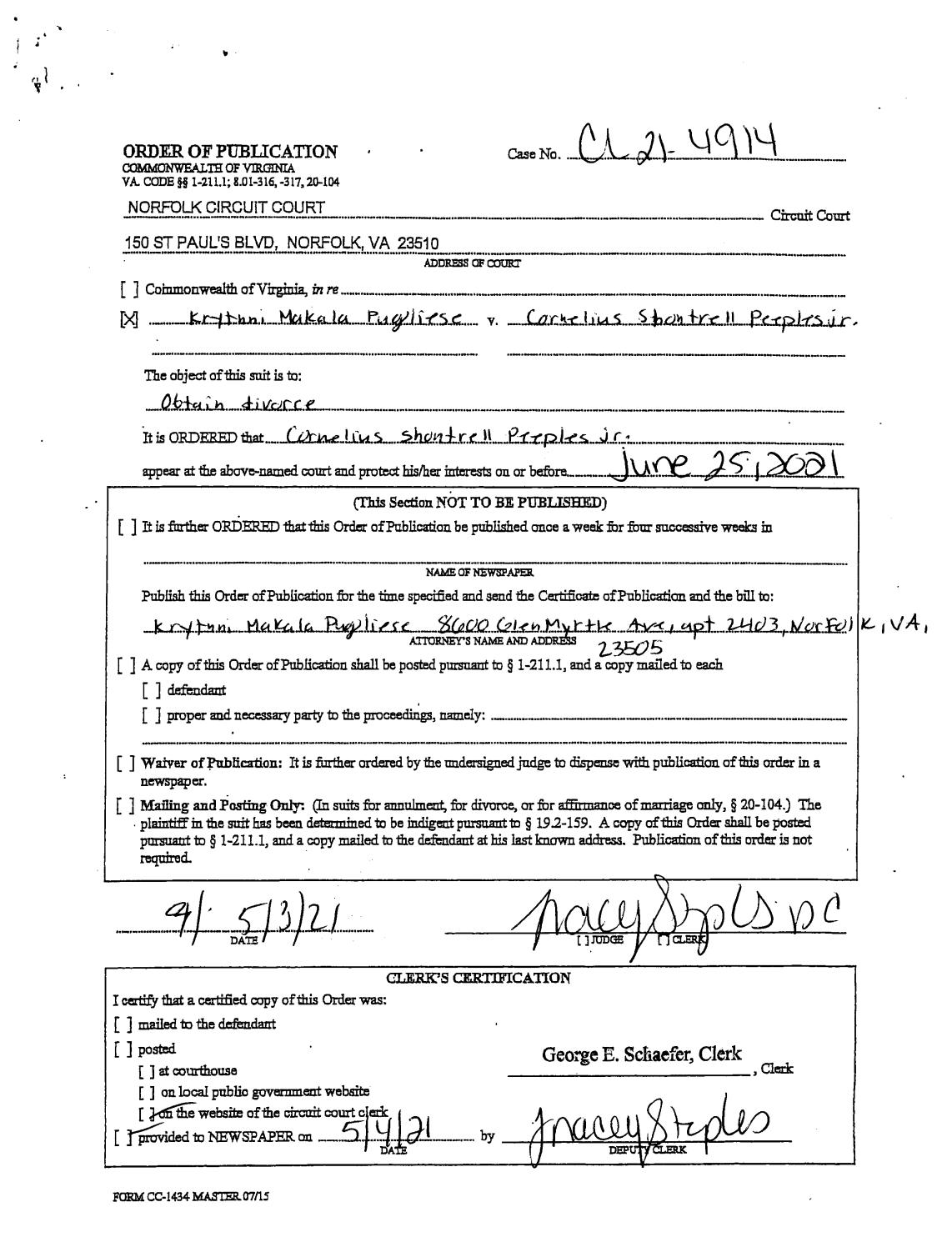 CL 21-4914 Order of Publication