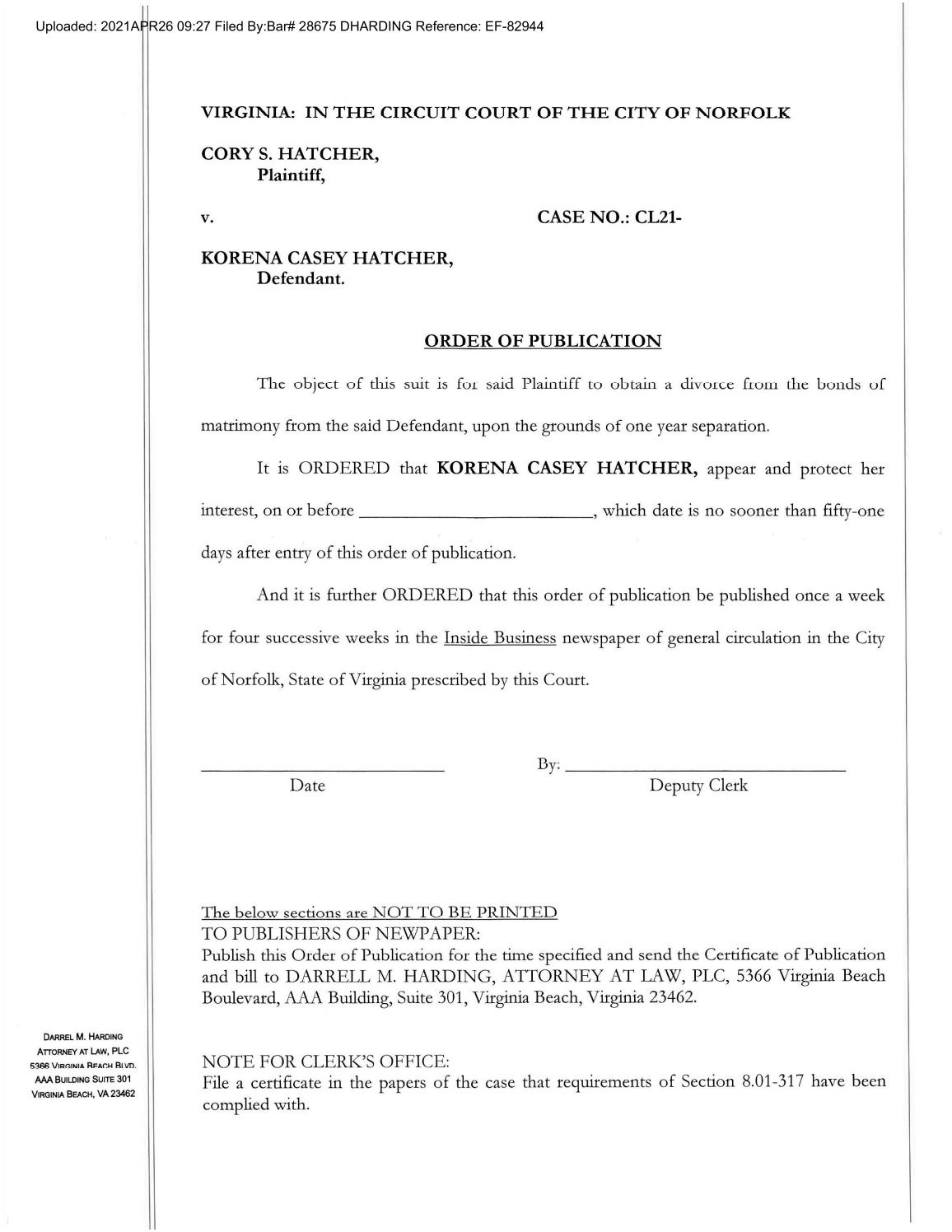 CL 21-4642 Order of Publication