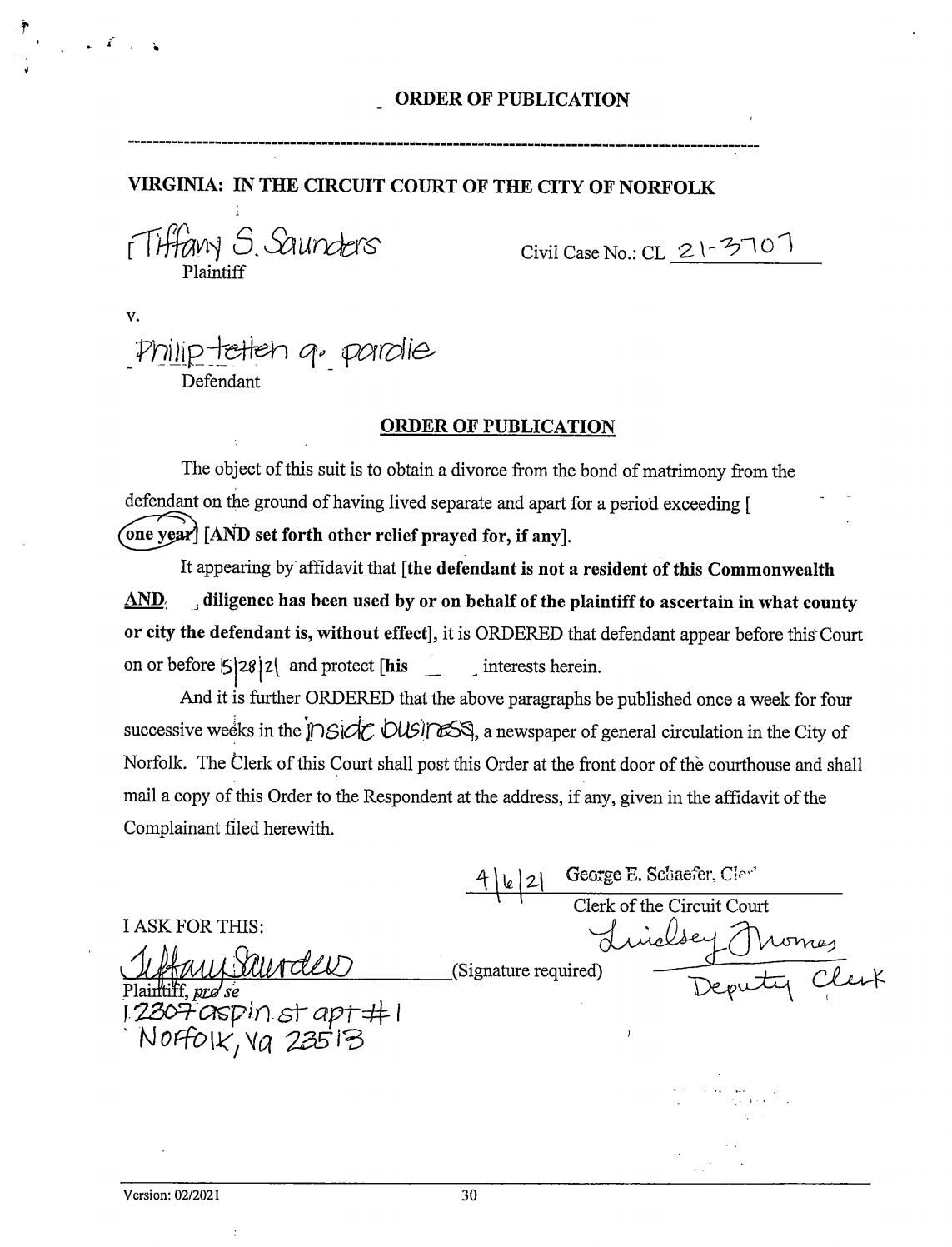 CL21-3707 Order of Publication