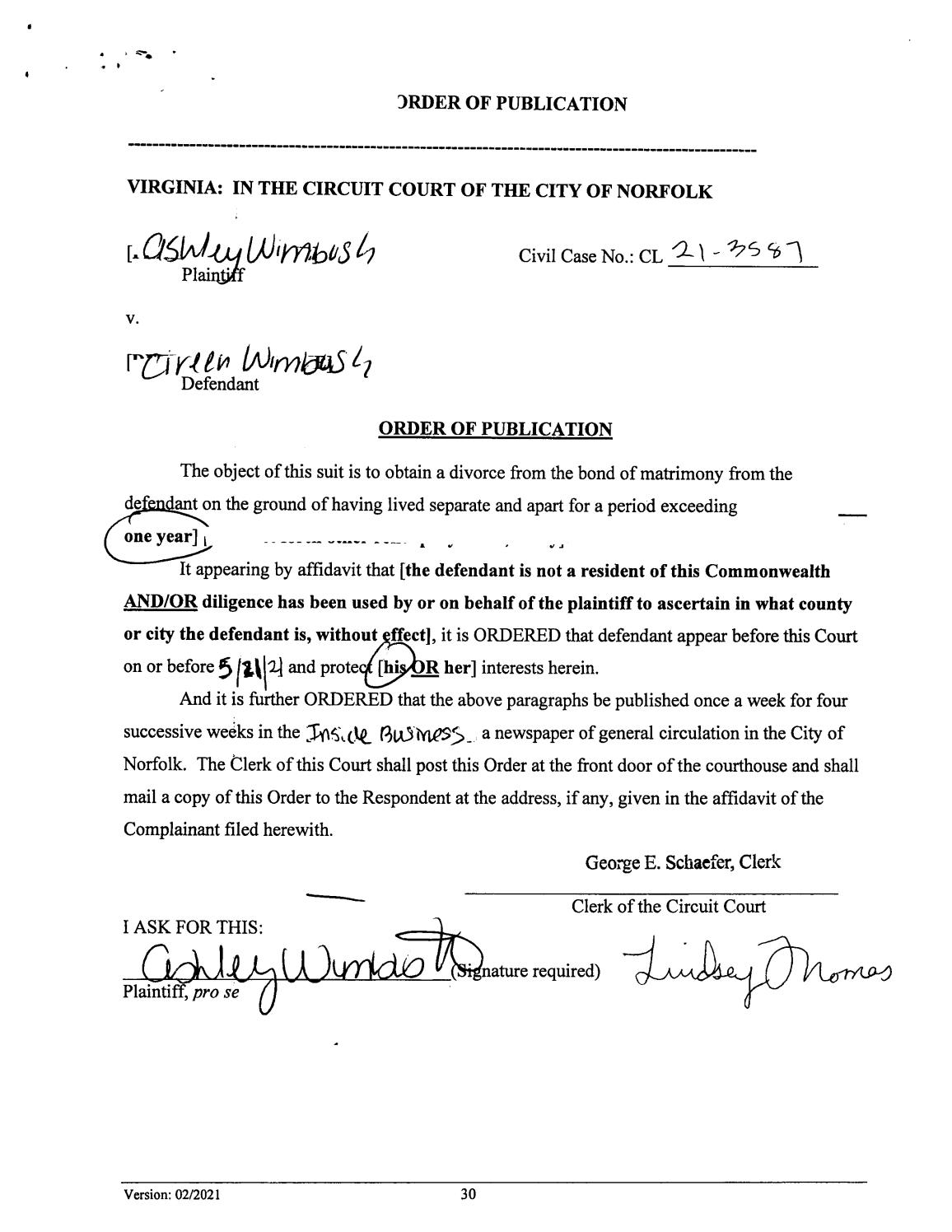 cl21-3587 Order of Publication