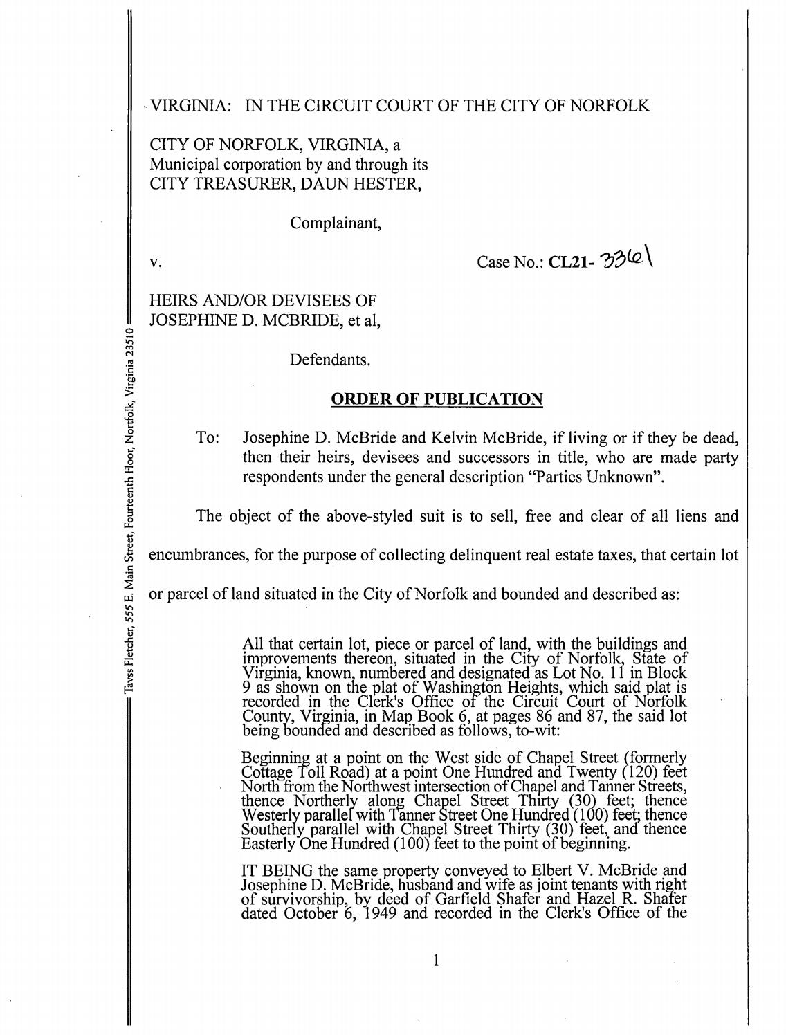 CL21-3361 Order of Publication