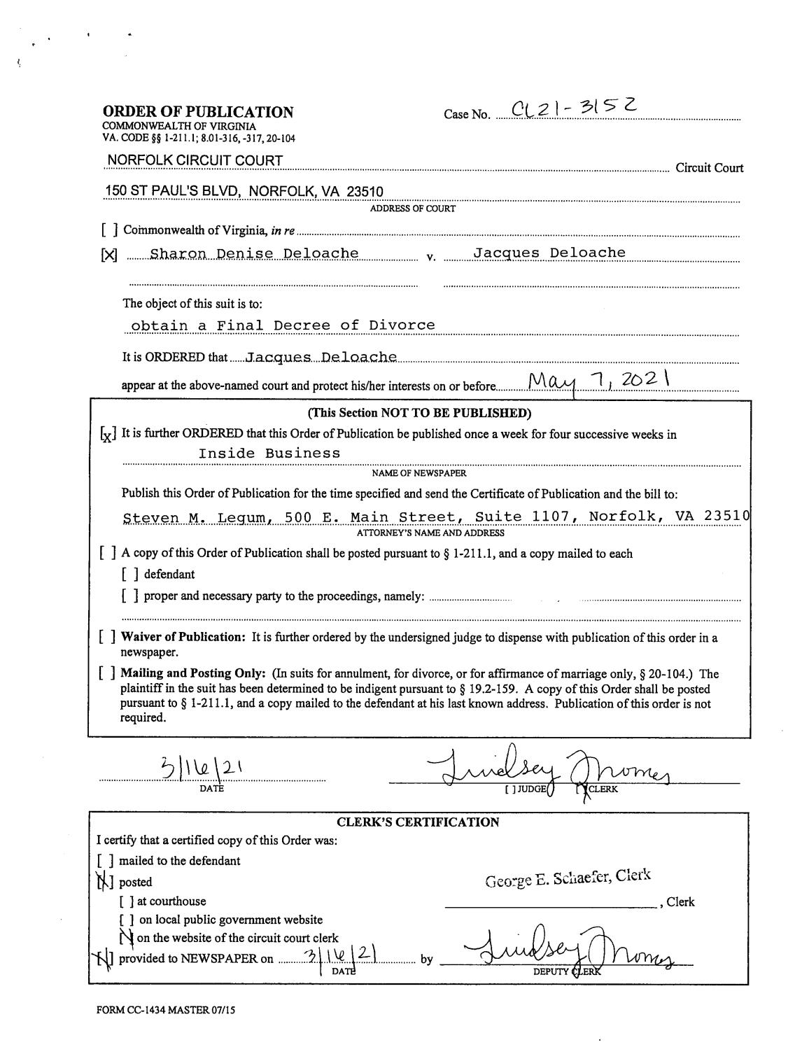 Order of Publication CL20-3152