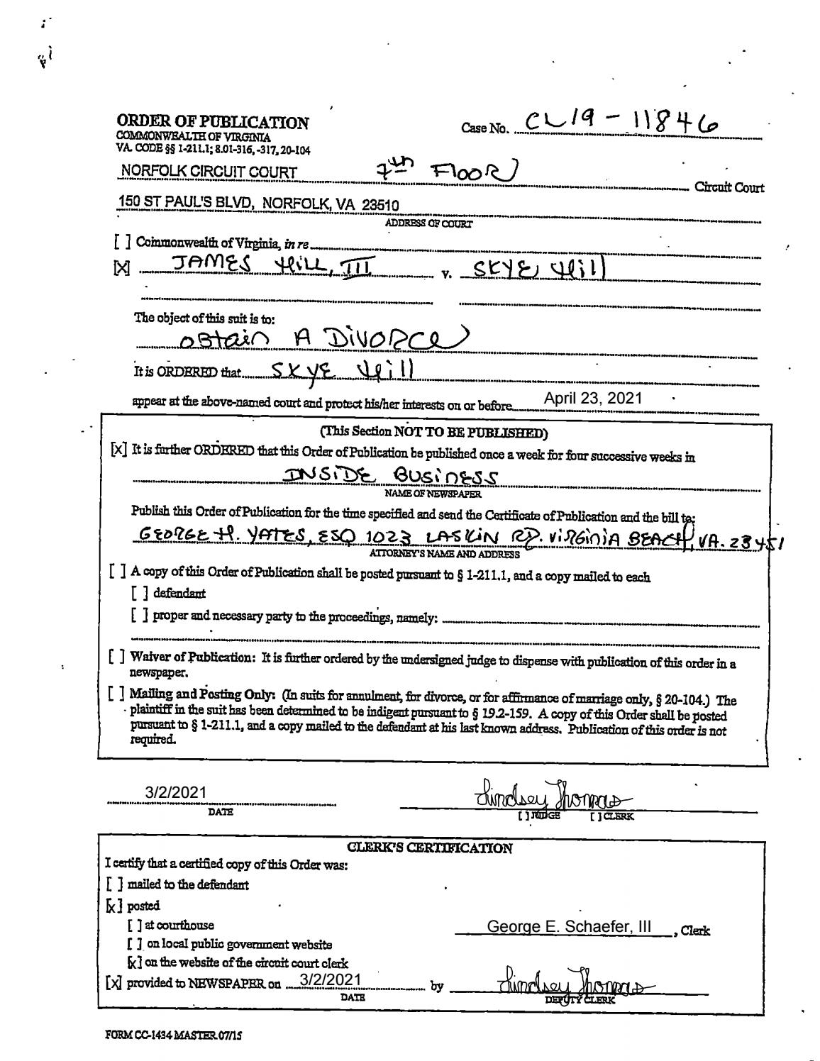 CL19-11846 Order of Publication