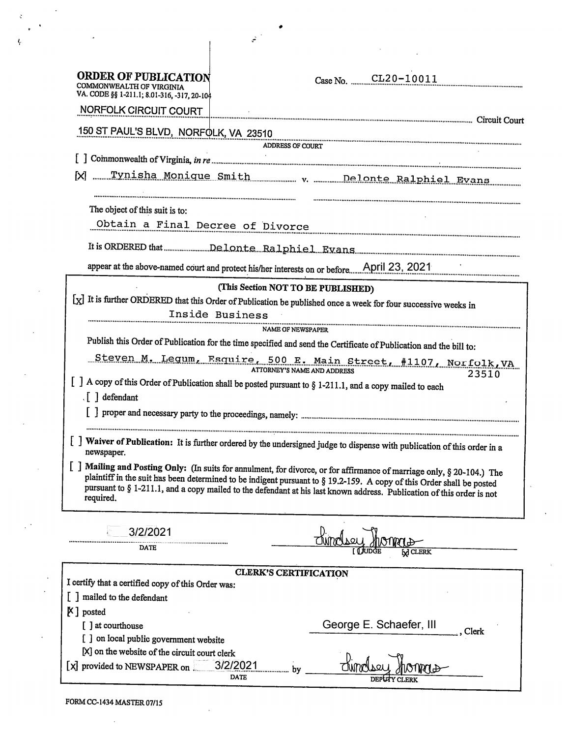 Order of Publication CL20-10011