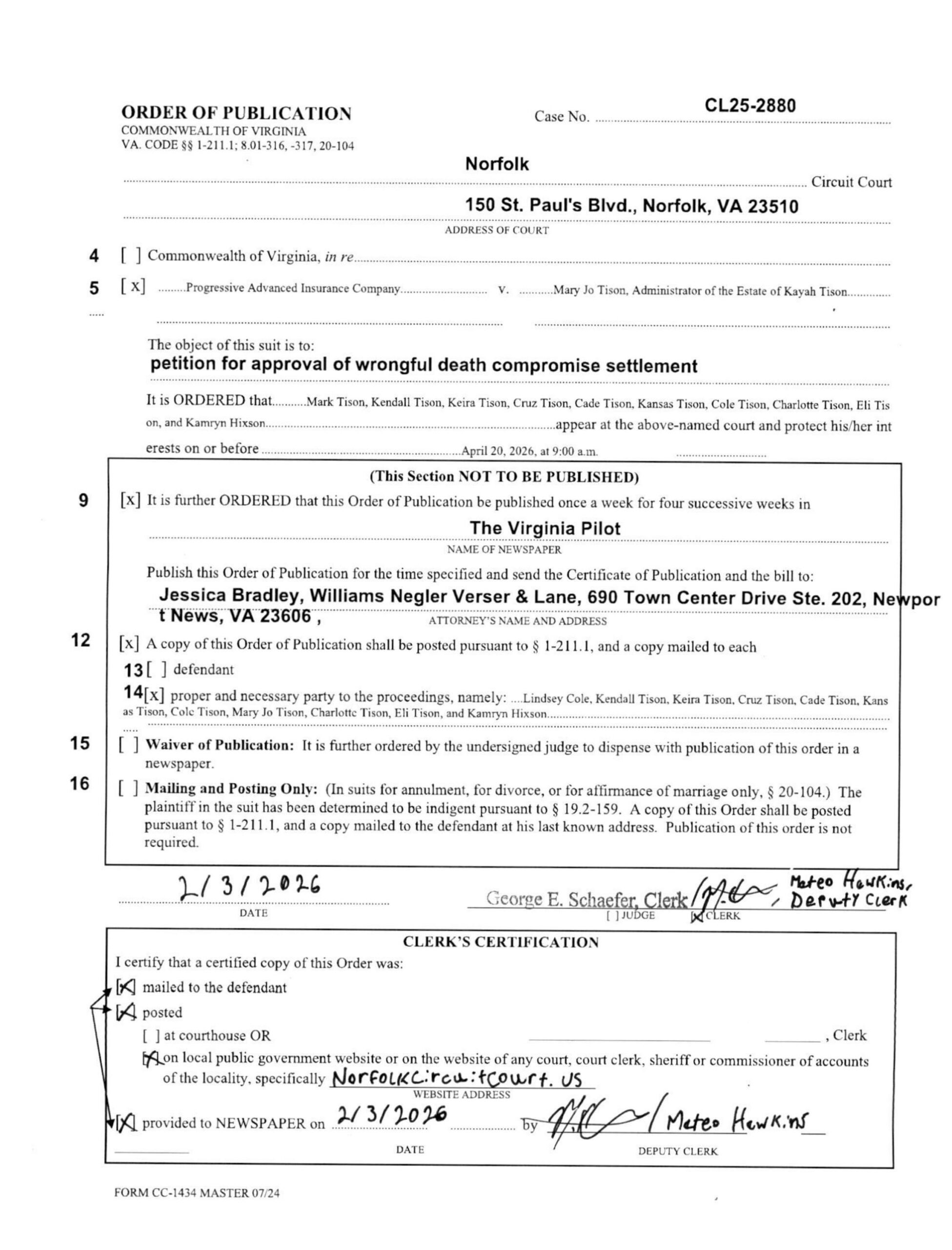 CL25-2880 Order of Publication