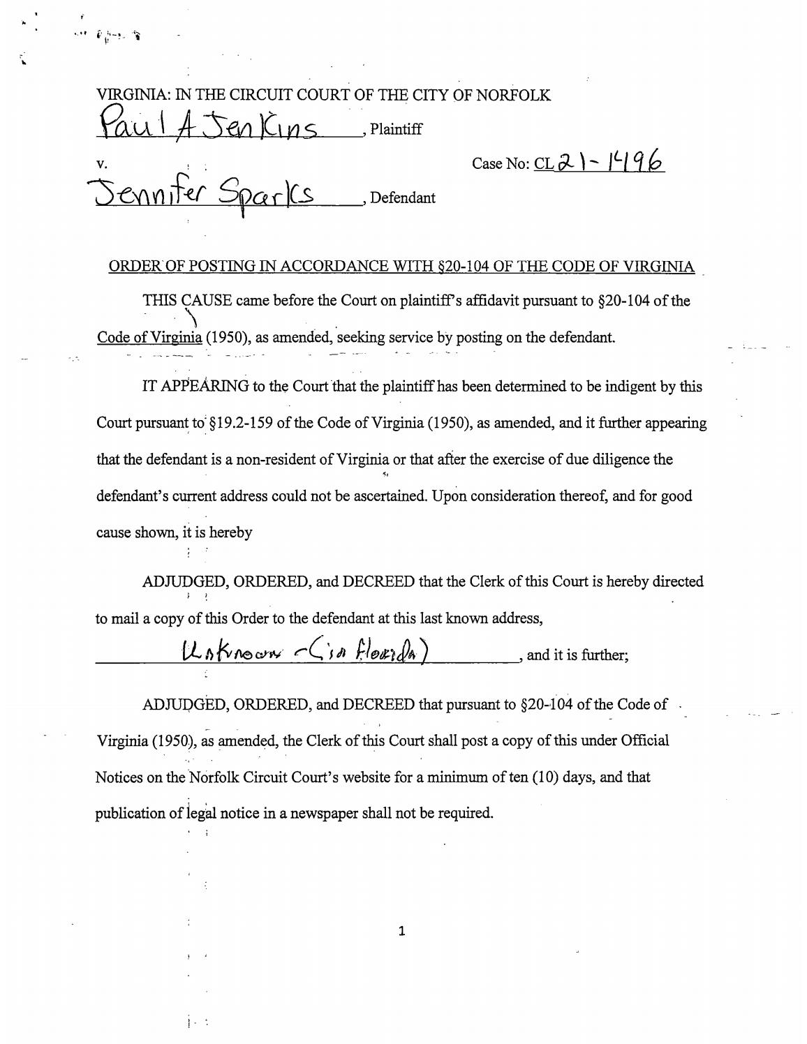 CL21-1496 Order of Posting