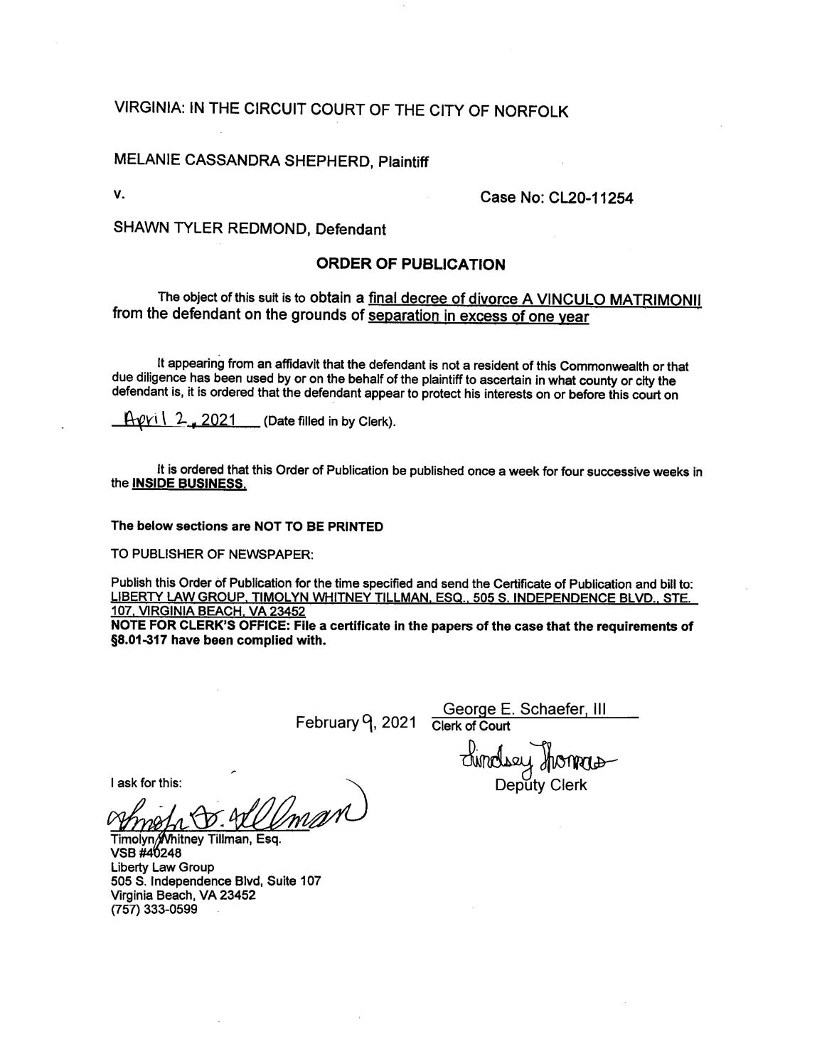 CL20-11254 Order of Publication
