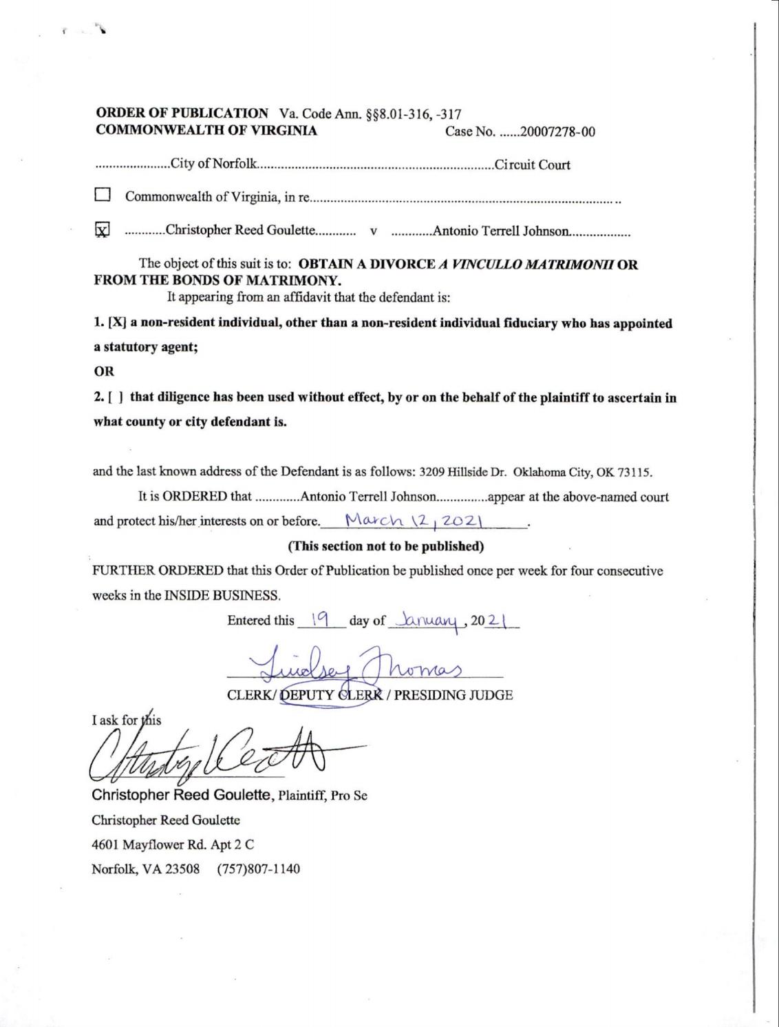 CL20-7278 Order of Publication