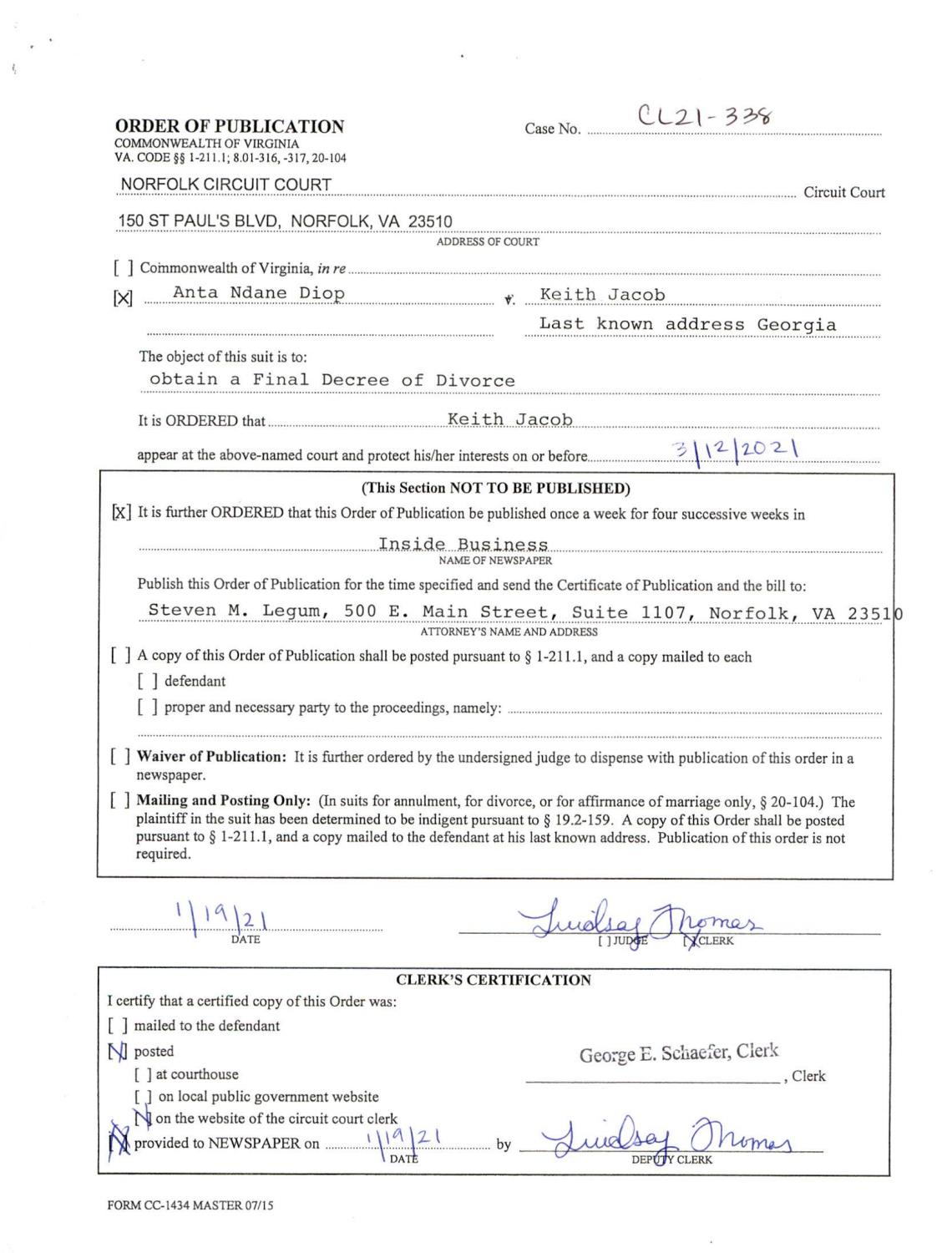 CL21-338 Order of Publication