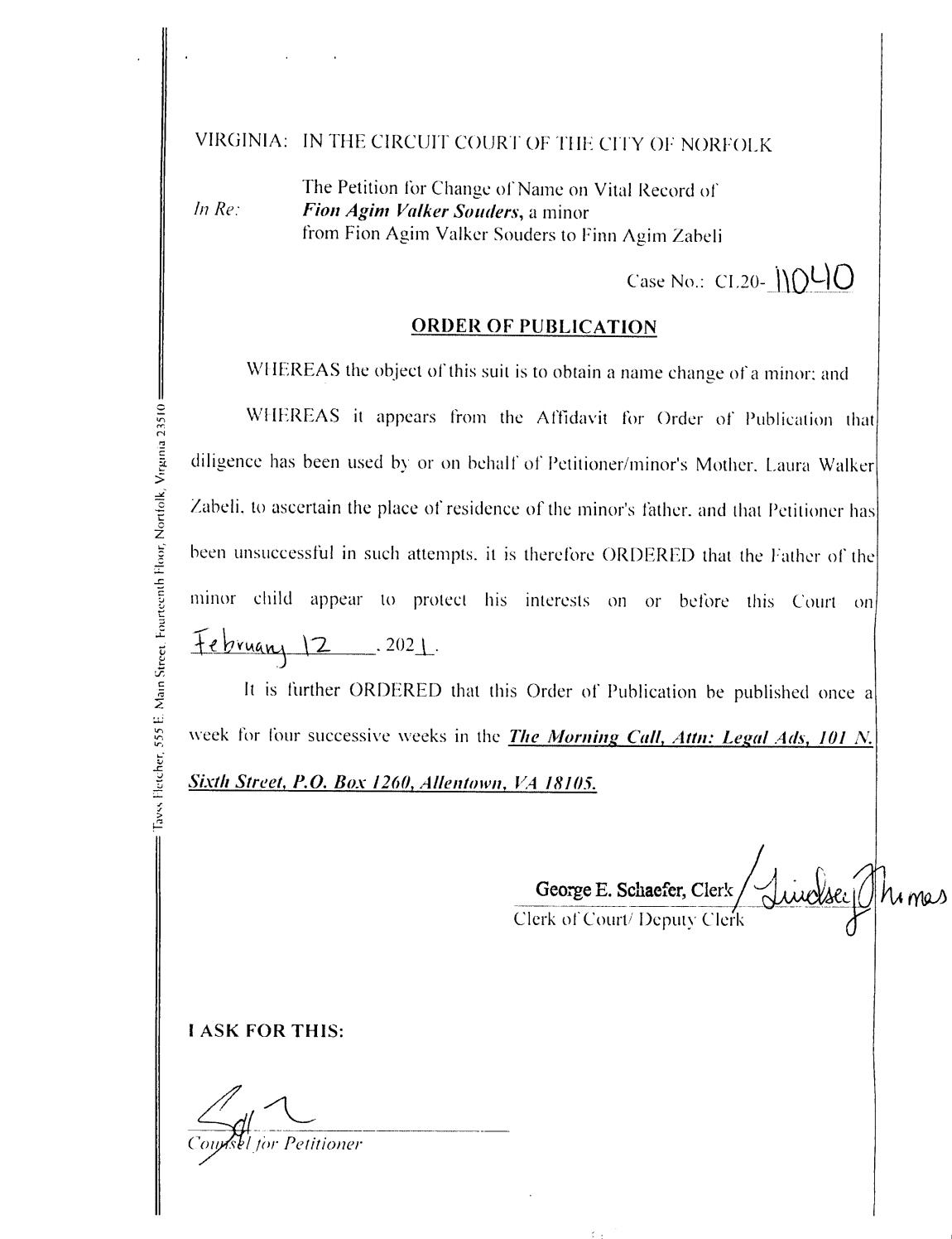CL20-11040 Order of Publication