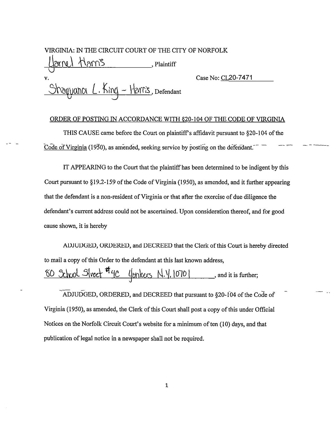 CL20-7471 Order of Posting