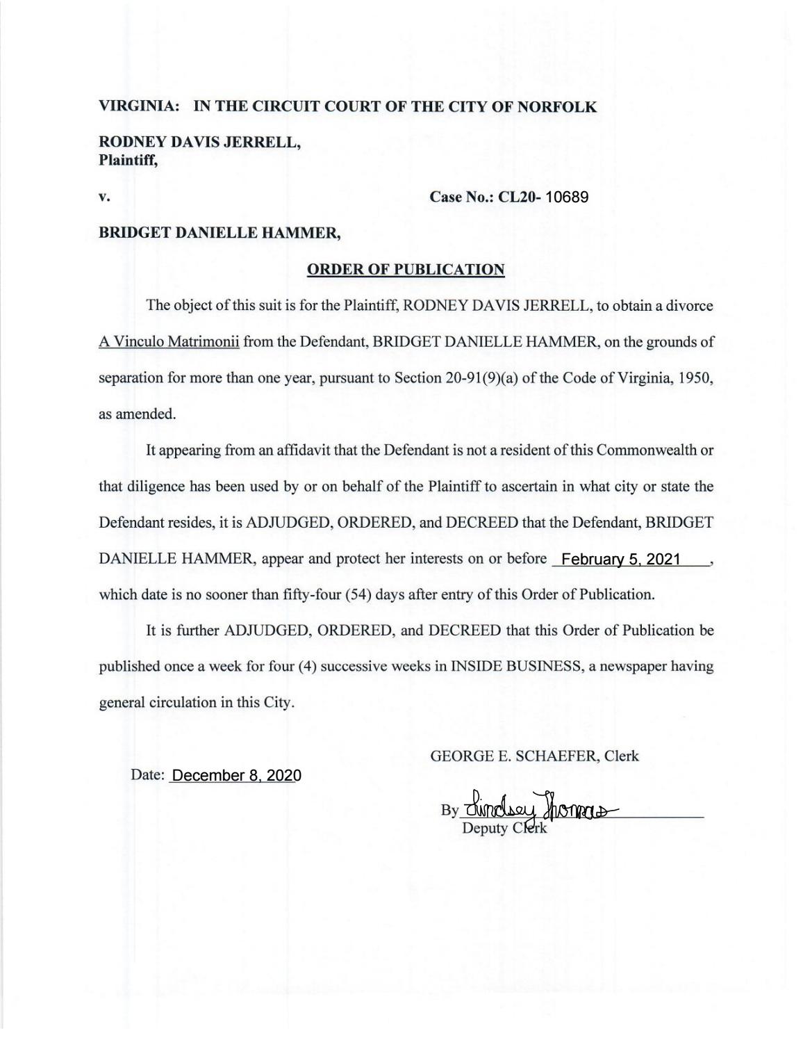 CL20-10689 Order of Publication