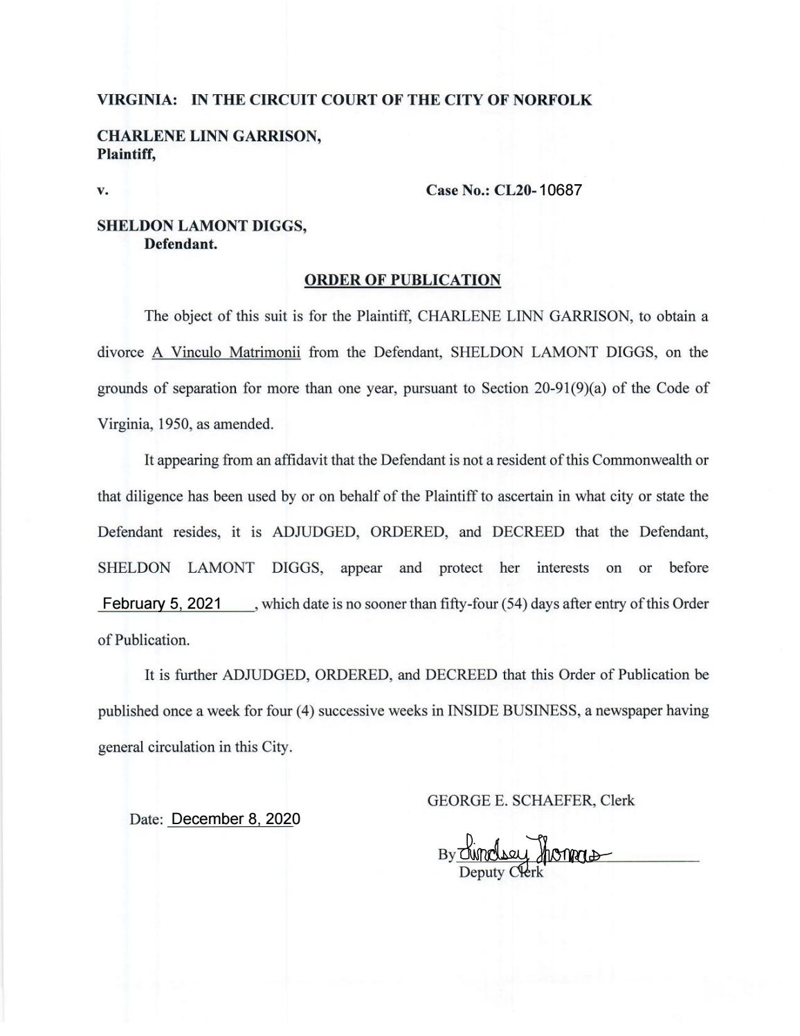 CL20-10687 Order of Publication