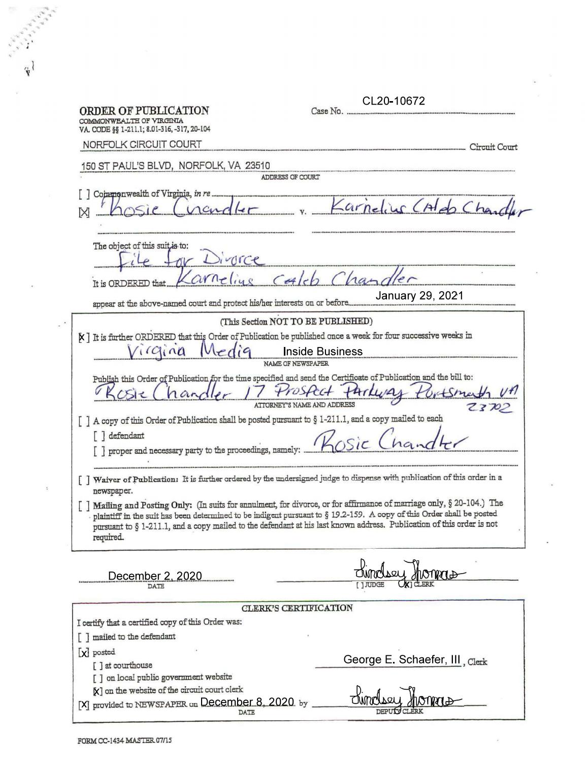 CL20-10672 Order of Publication