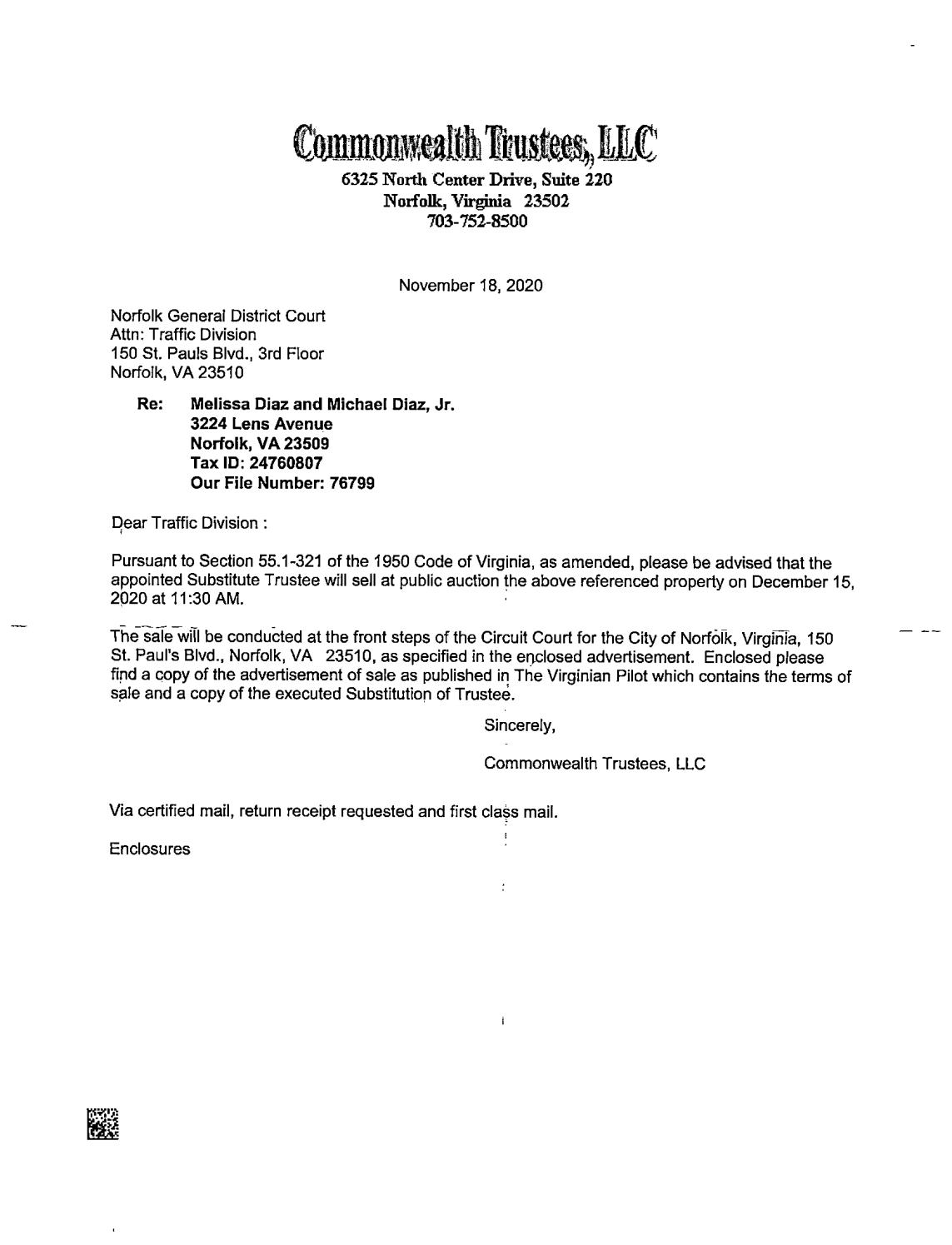 Notice of Auction