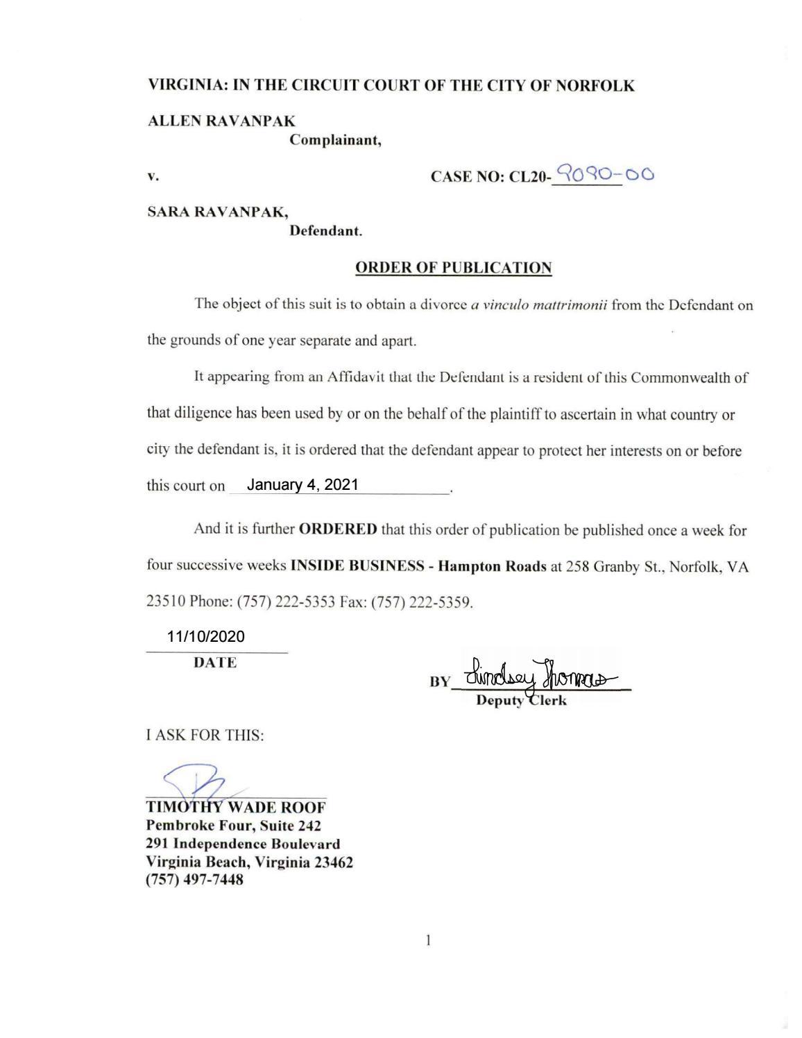 CL20-9090 Order of Publication