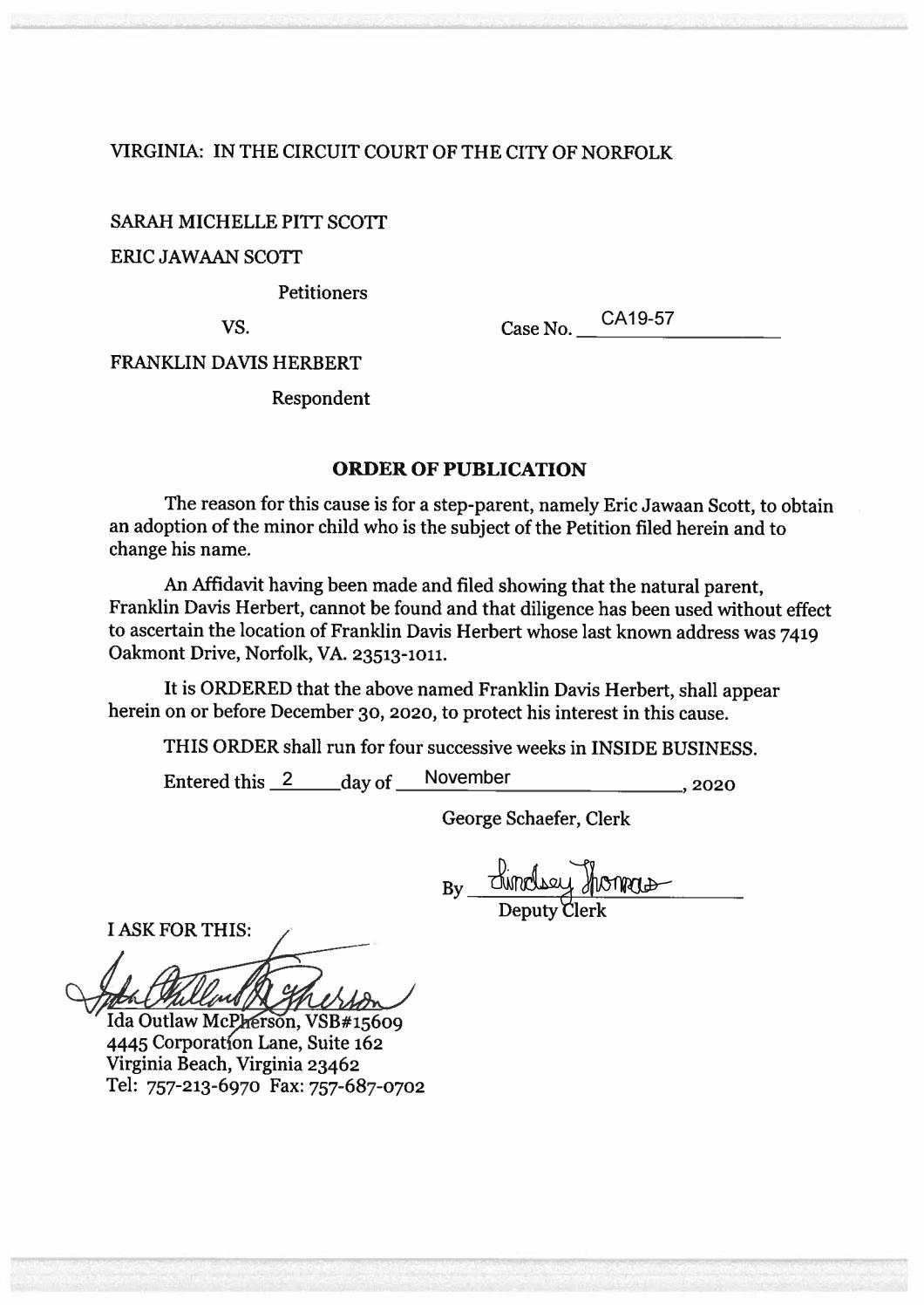 CA19-57 Order of Publication
