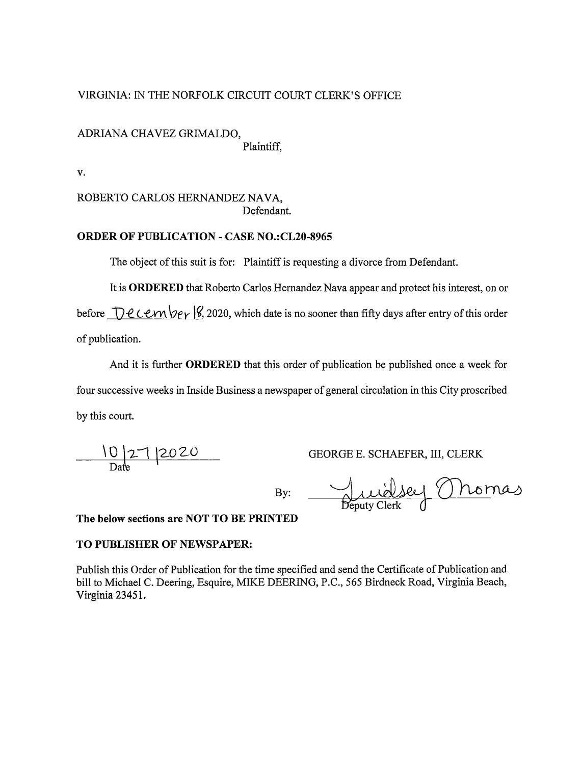 CL20-8965 Order of Publication
