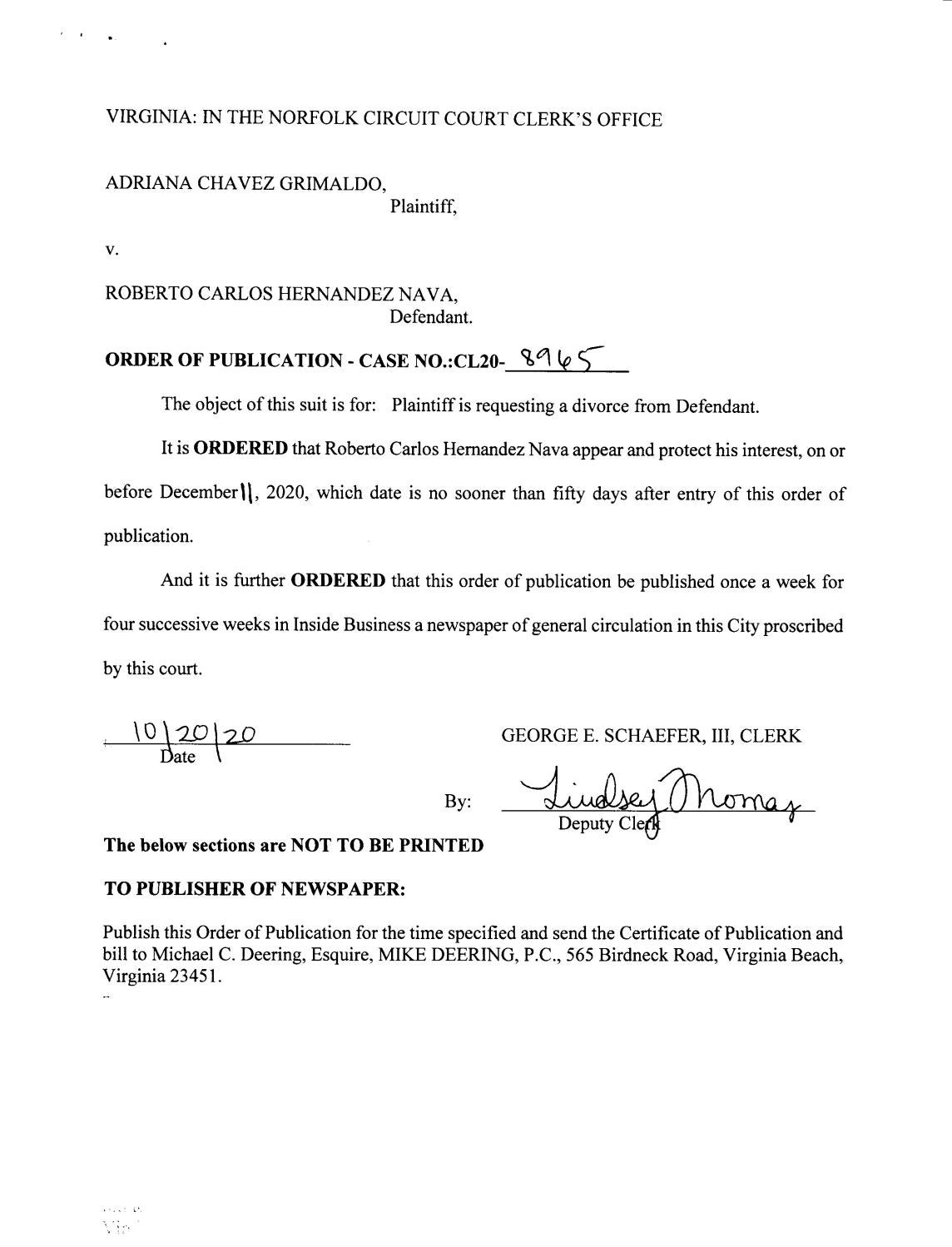 CL20-8965 Order of Publication