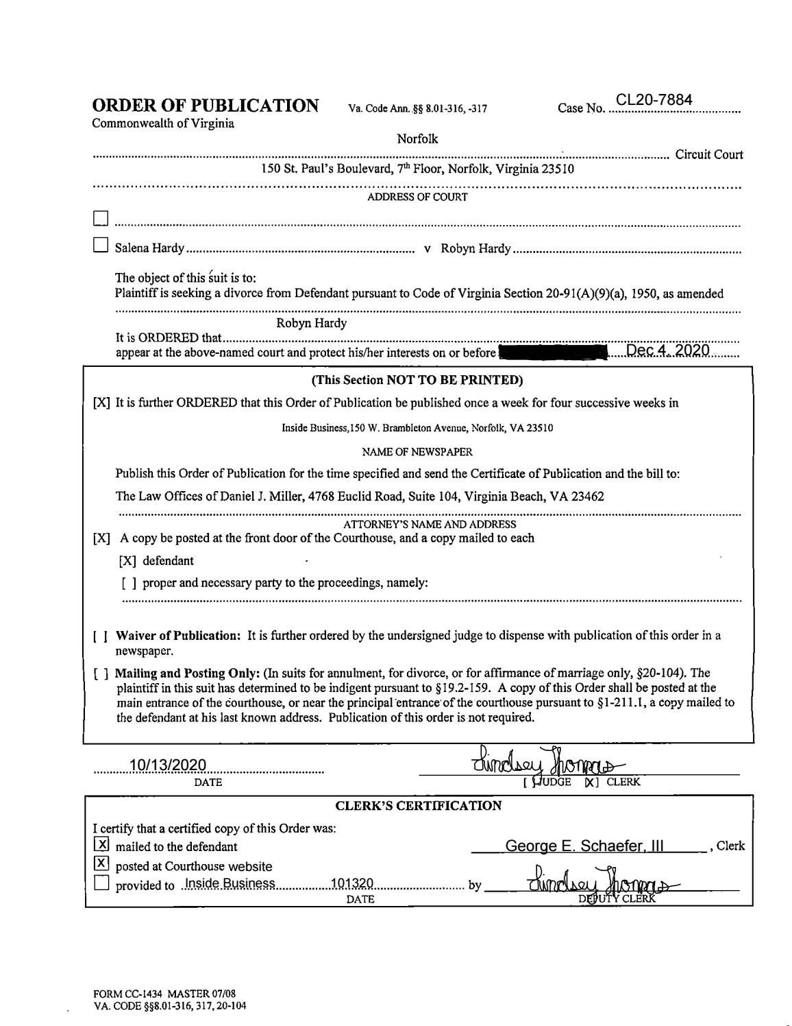 CL20-7884 Order of Publication