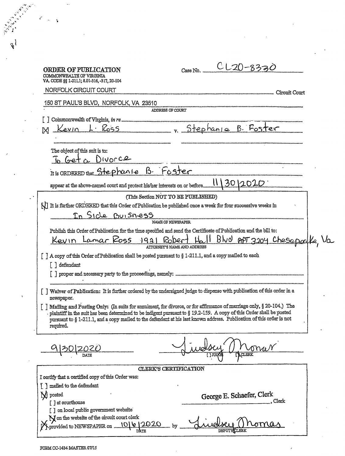 CL20-8330 Order of Publication