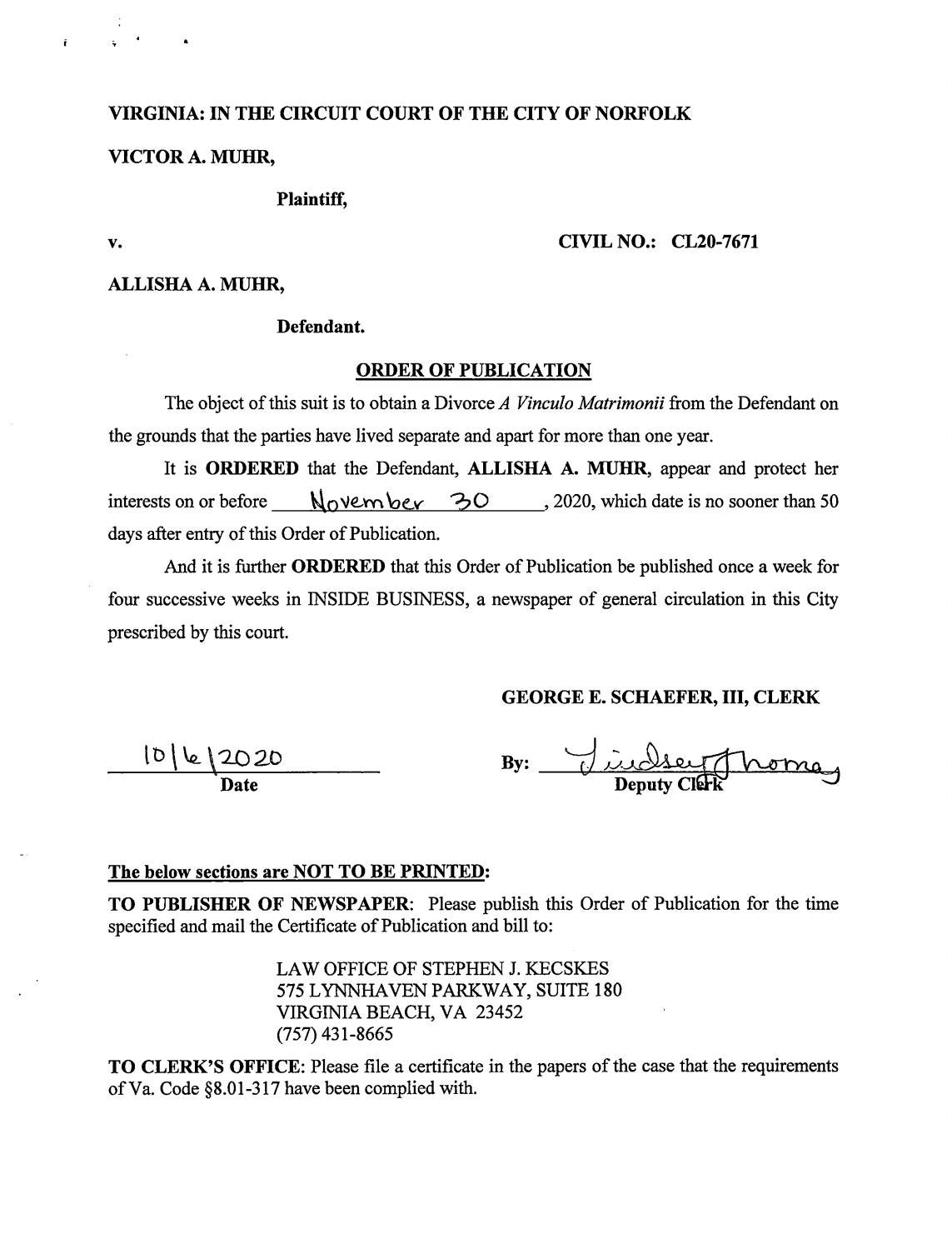 CL20-7671 Order of Publication