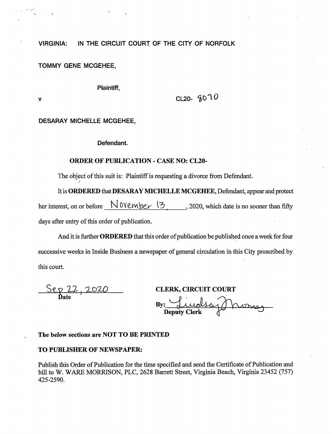 CL20-8070 Order of Publication