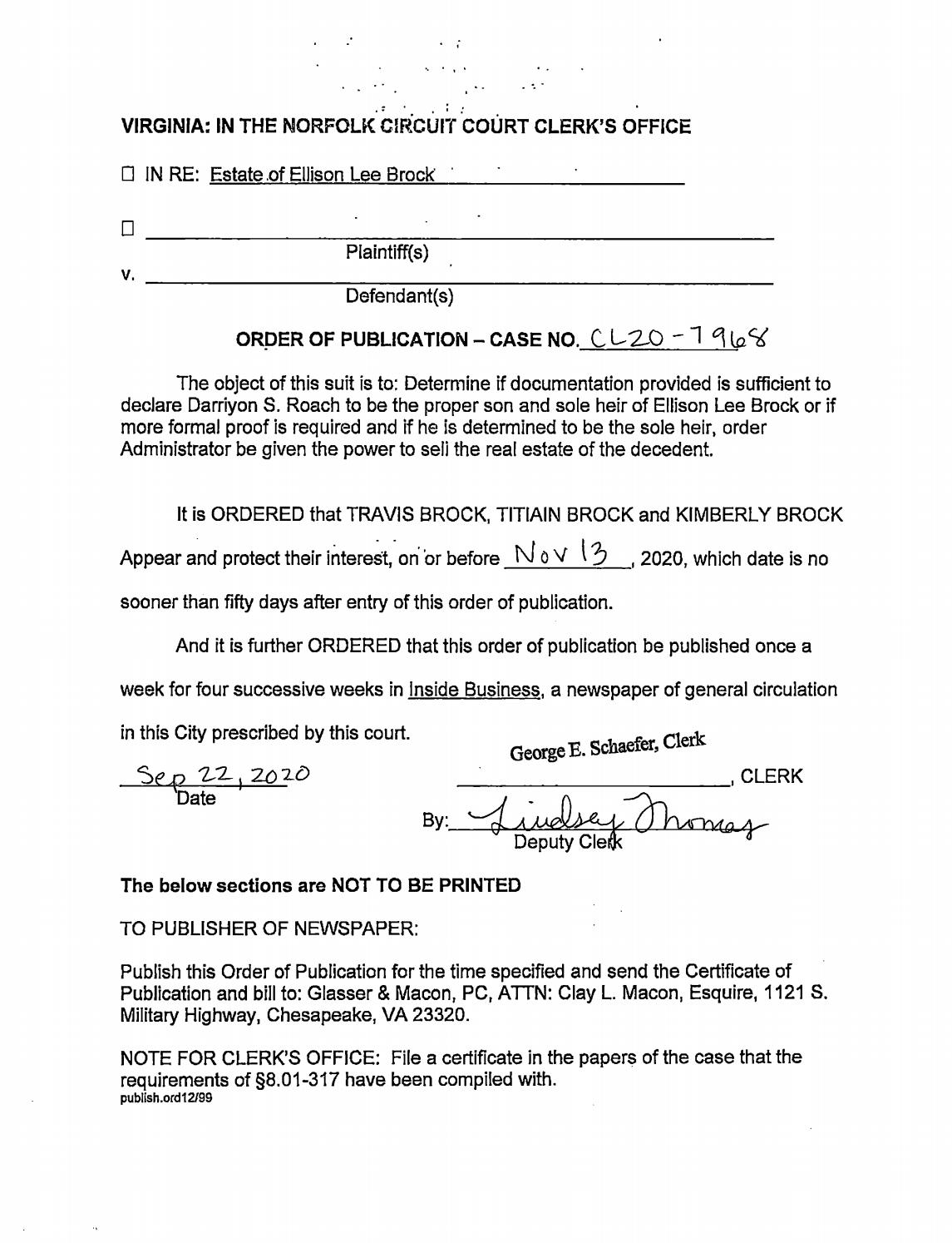 CL20-7968 Order of Publication