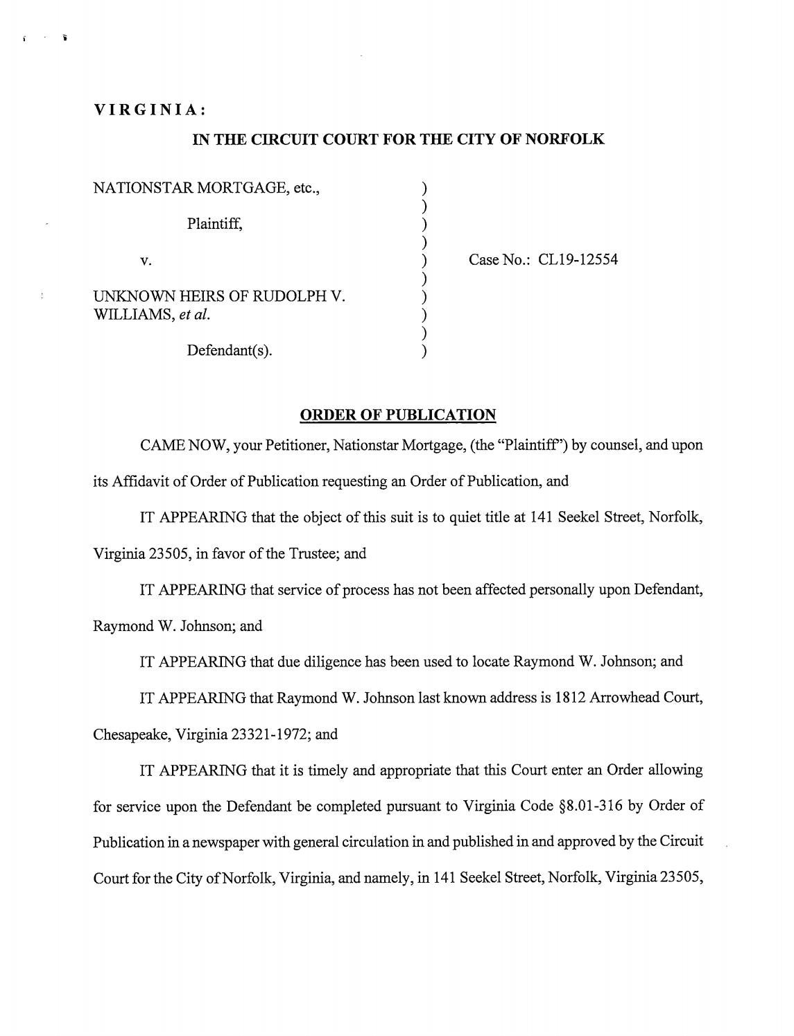 CL19-12554 Order of Publication