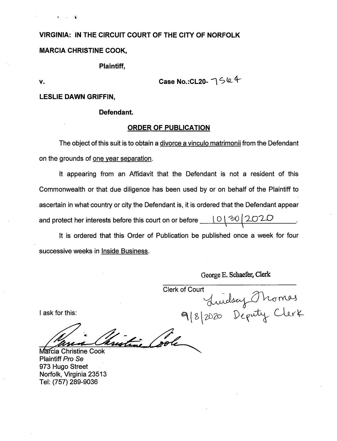CL20-7564 Order of Publication