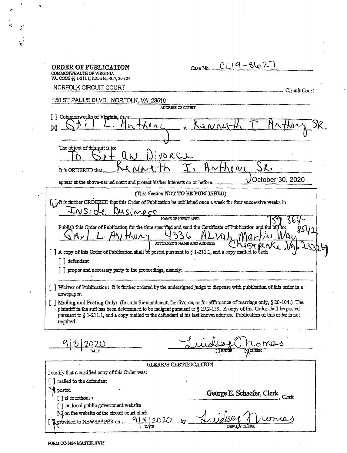 CL19-8627 Order of Publication