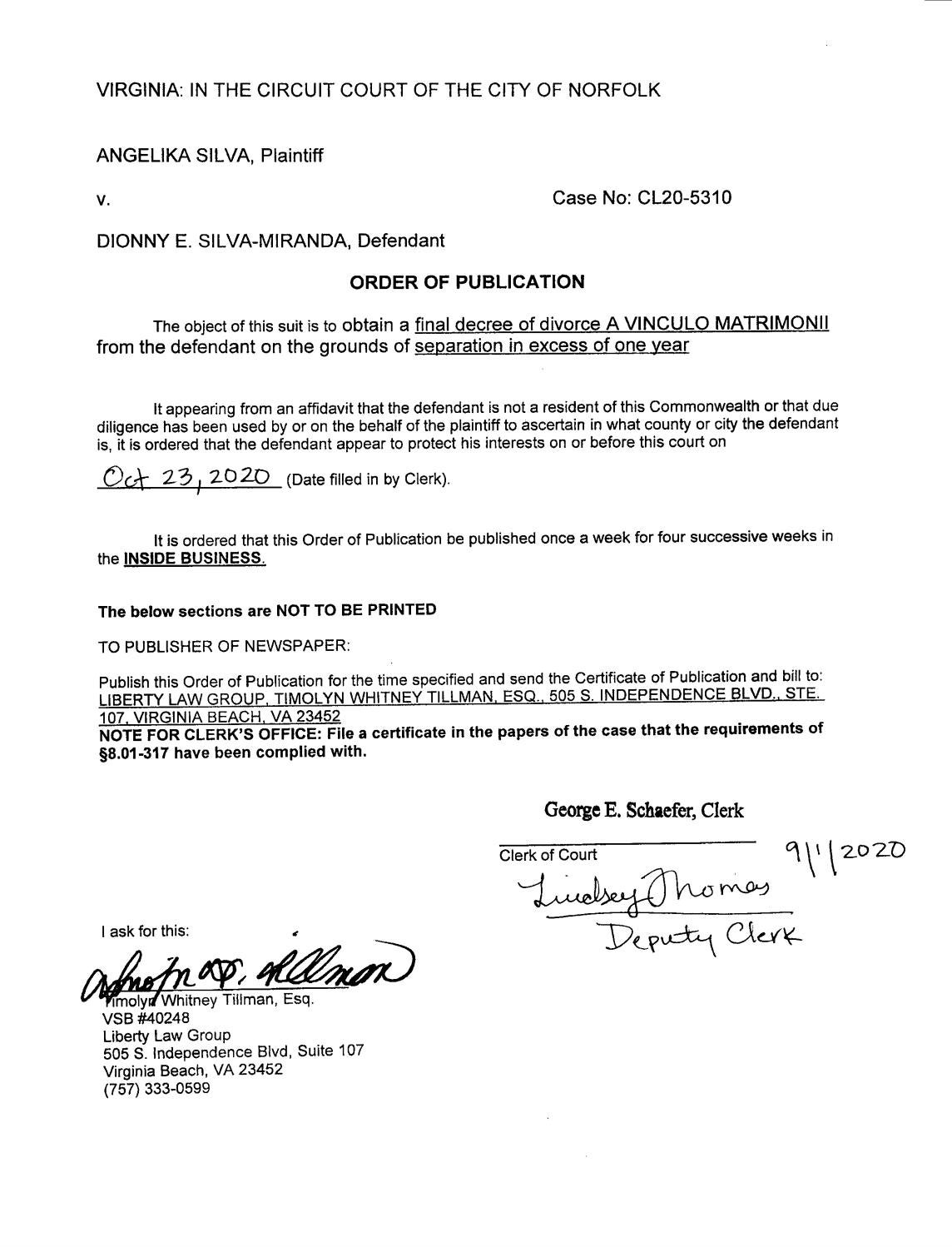 CL20-5310 Order of Publication
