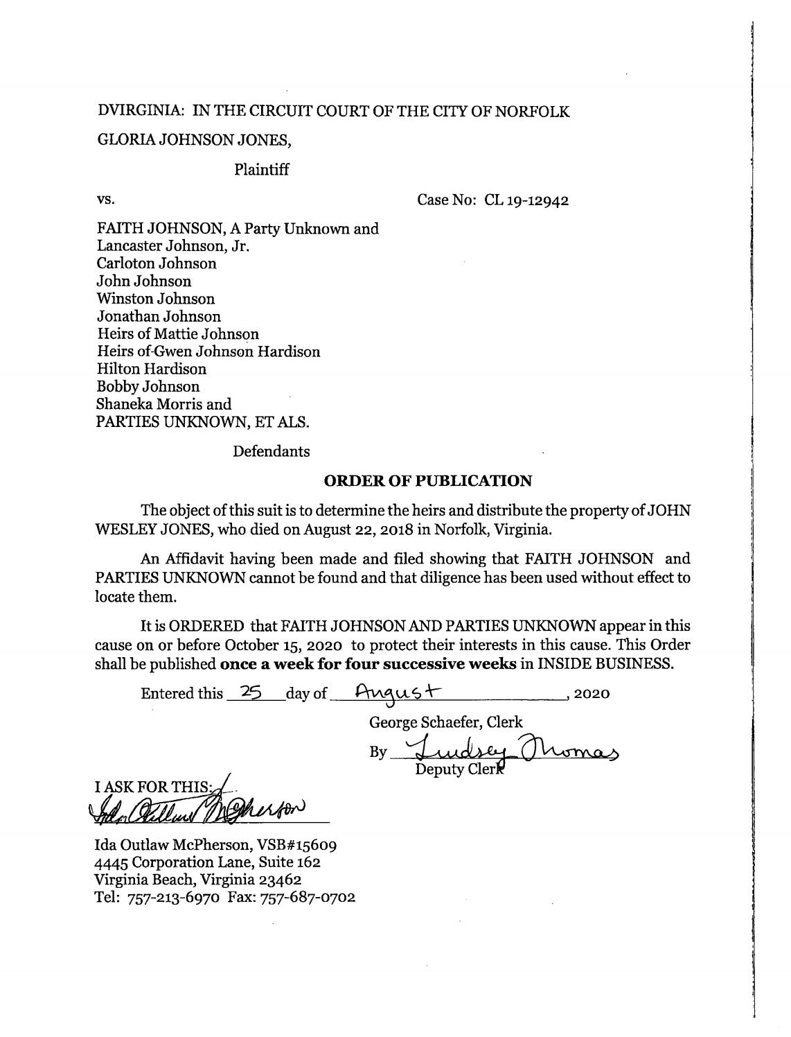CL19-12942 Order of Publication
