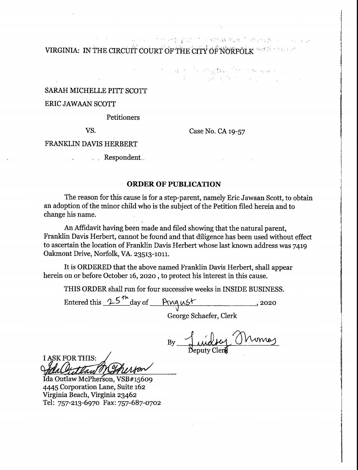 CA19-57 Order of Publication