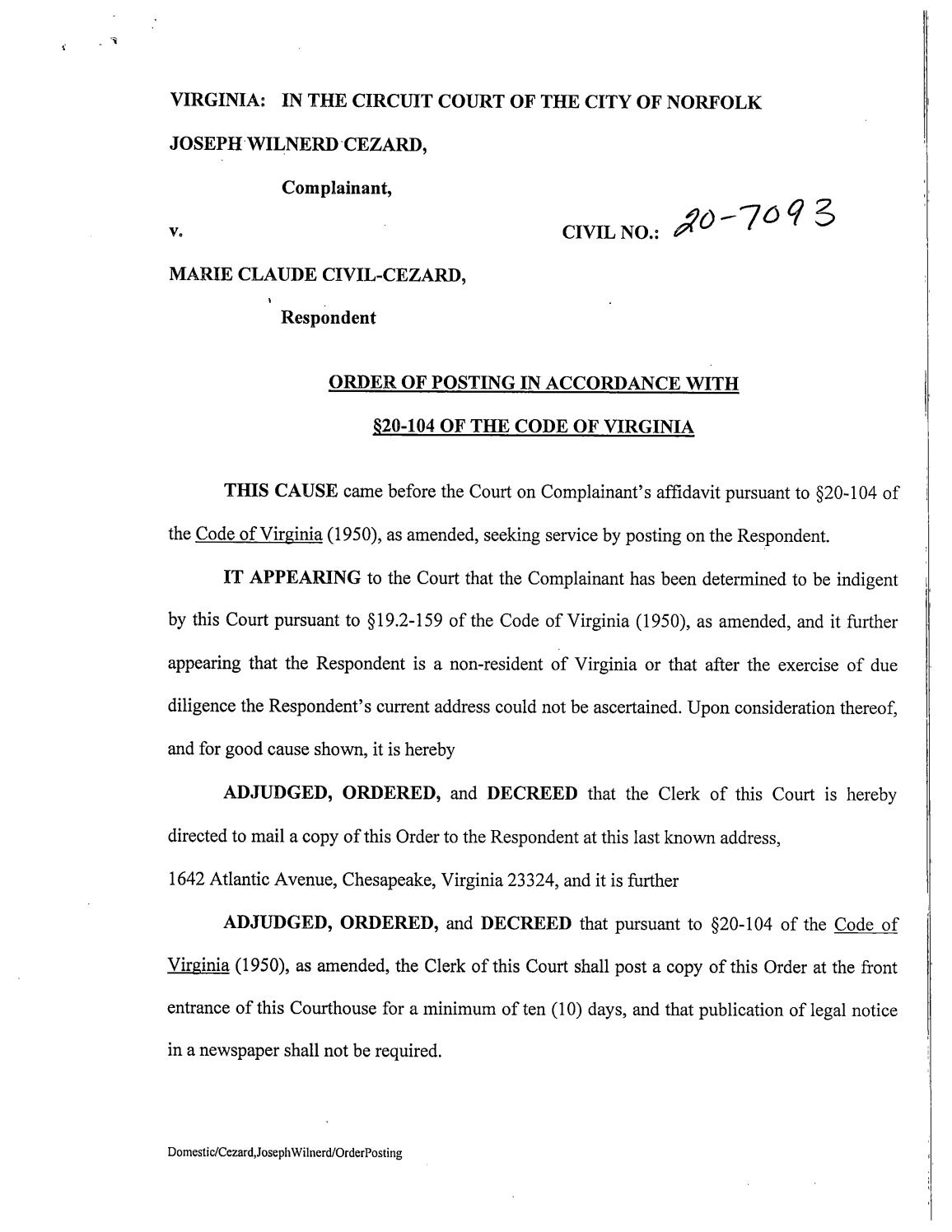 CL20-7093 Order of Posting
