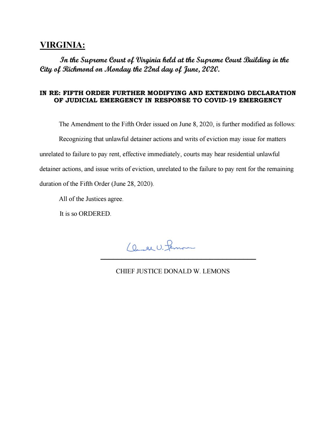 ORD 06-22-2020 Second Amended Fifth Order