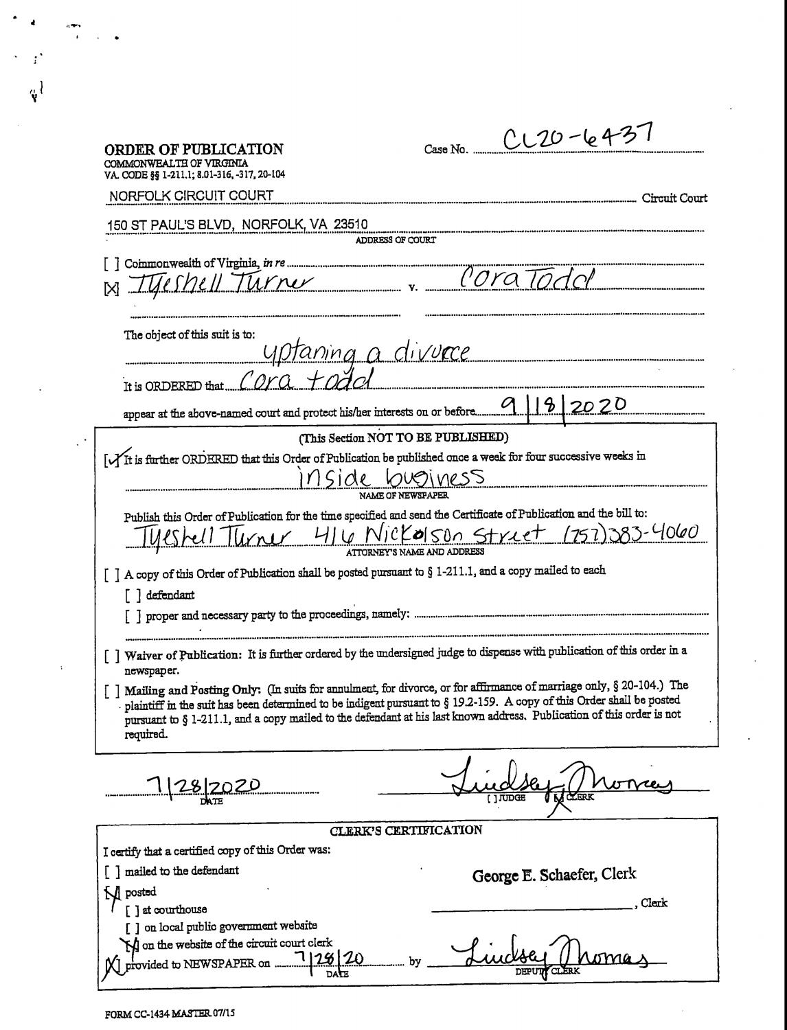 CL20-6437 Order of Publication