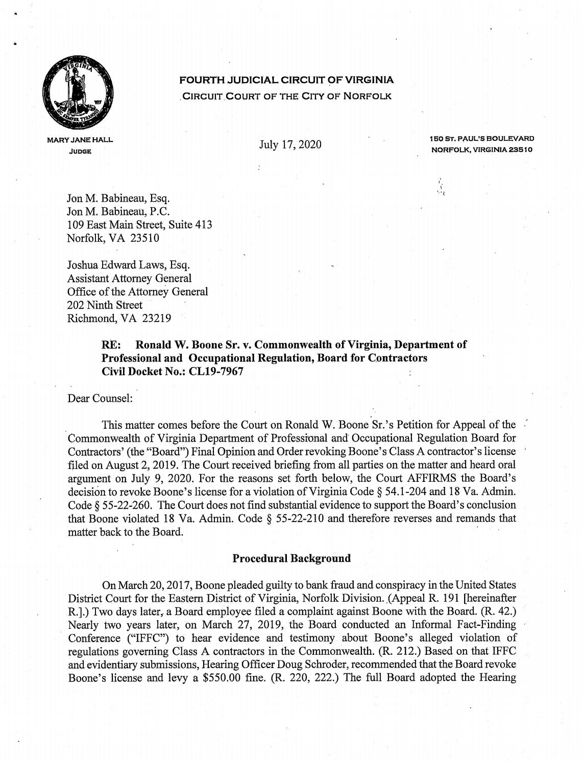 Boone v. Commonwealth of Virginia