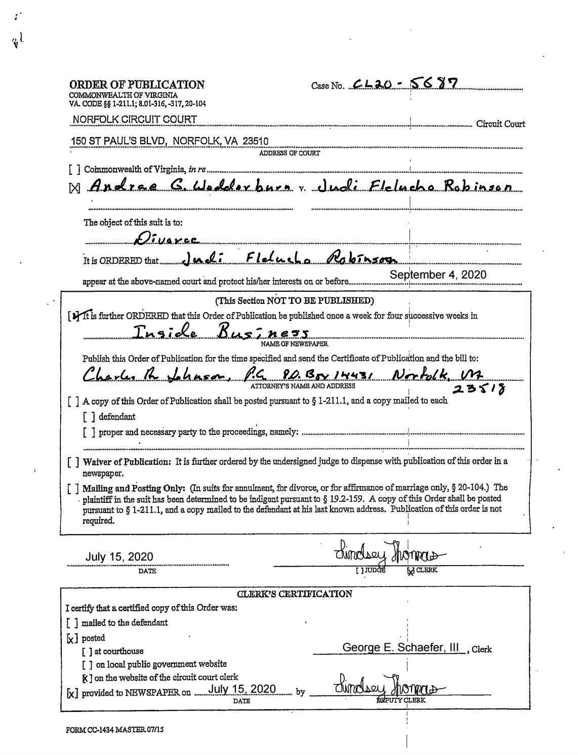 CL20-5687 Order of Publication