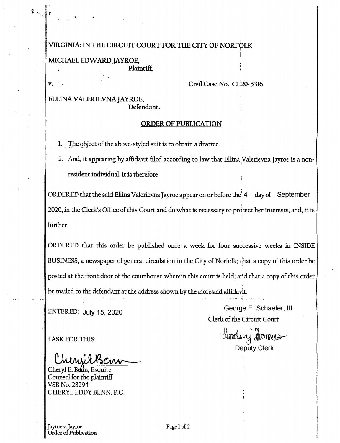 CL20-5316 Order of Publication