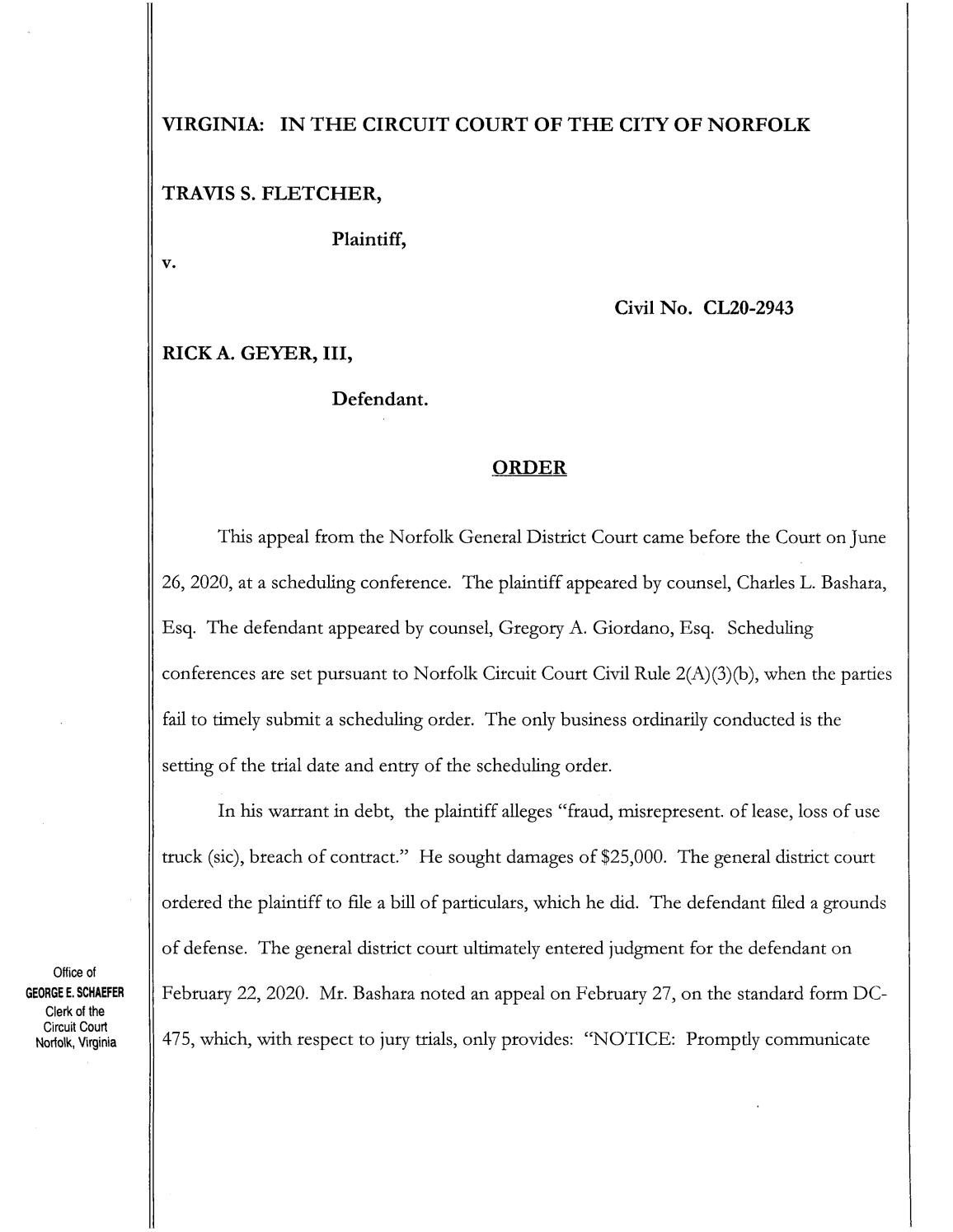 Travis S. Fletcher v. Rick A. Geyer, III