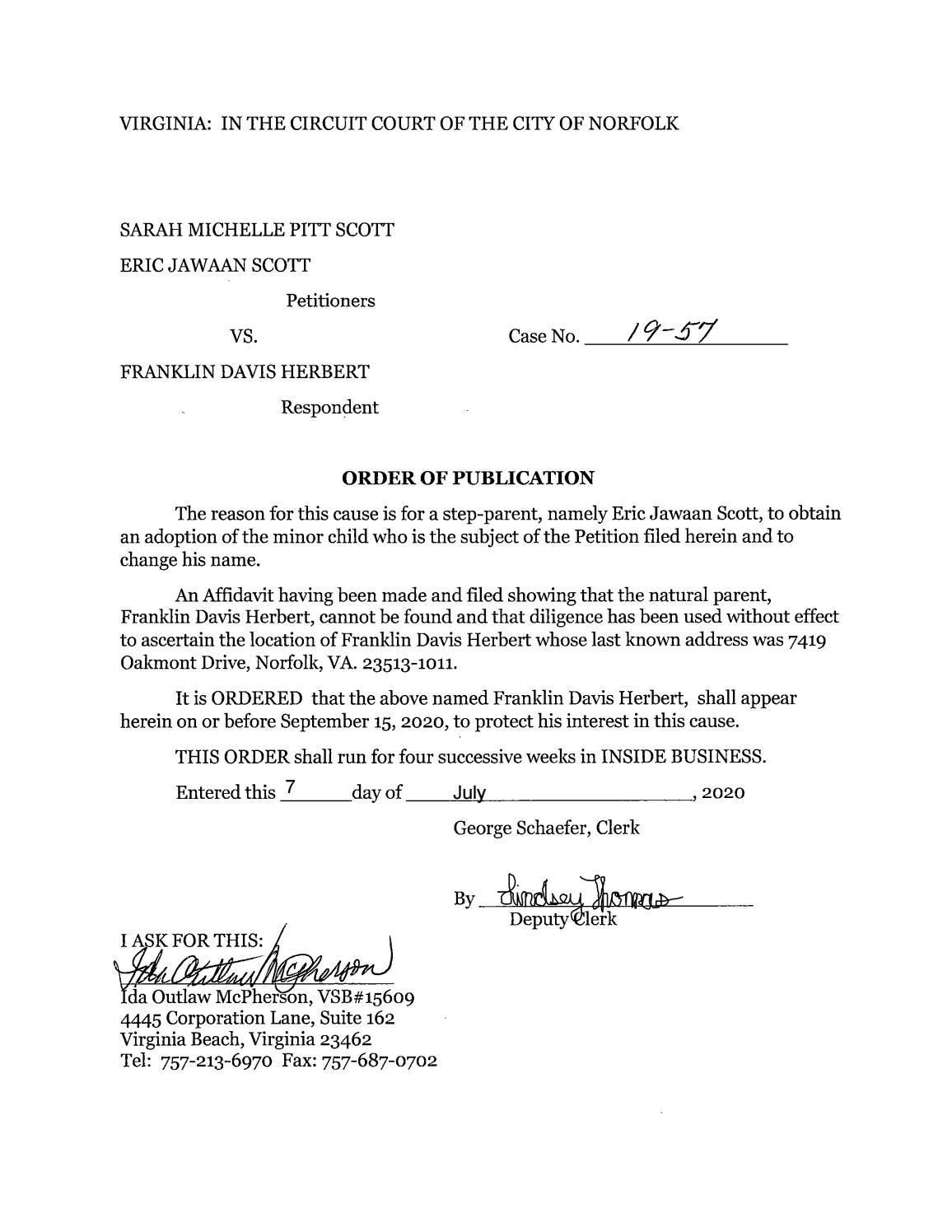 CA19-57 Order of Publication