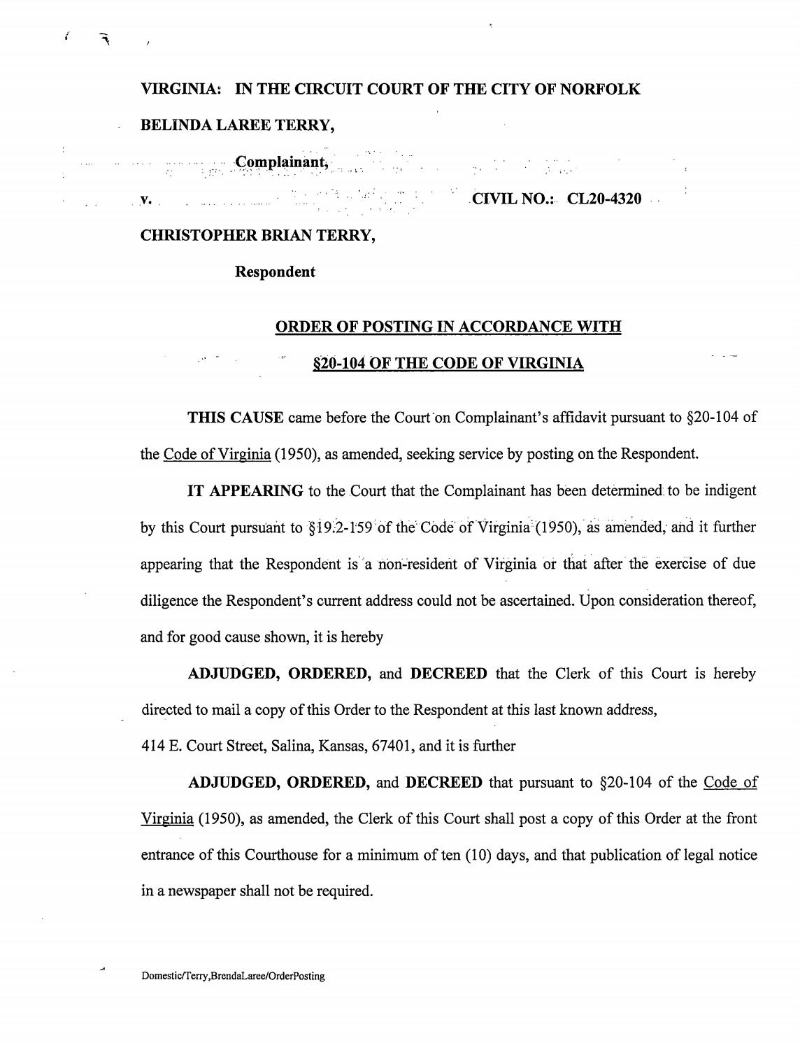CL20-4320 Order of Posting