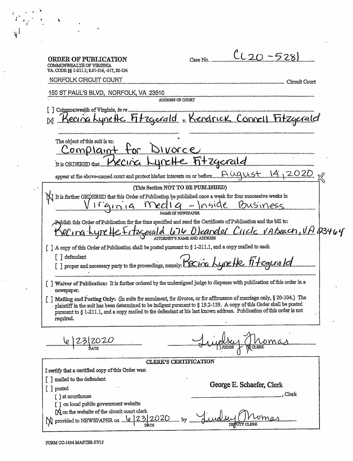CL20-5281 Order of Publication