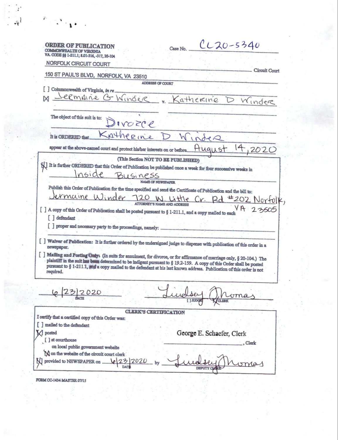 CL20-5340 Order of Publication