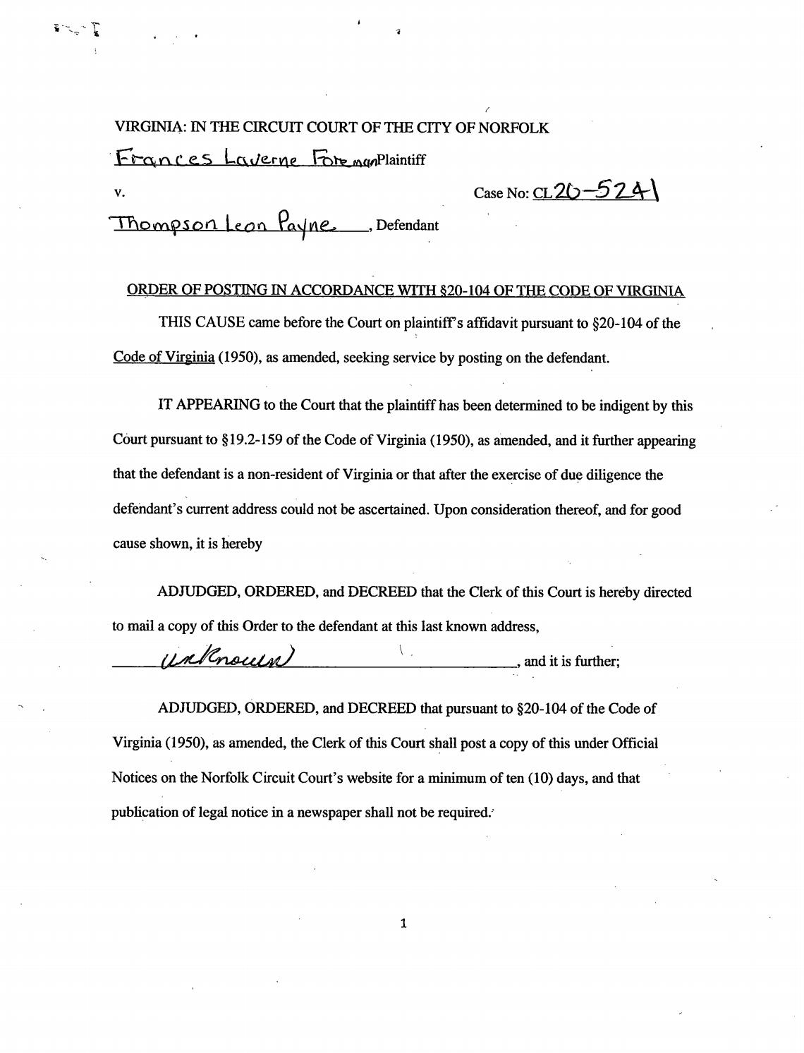CL20-5241 Order of Posting